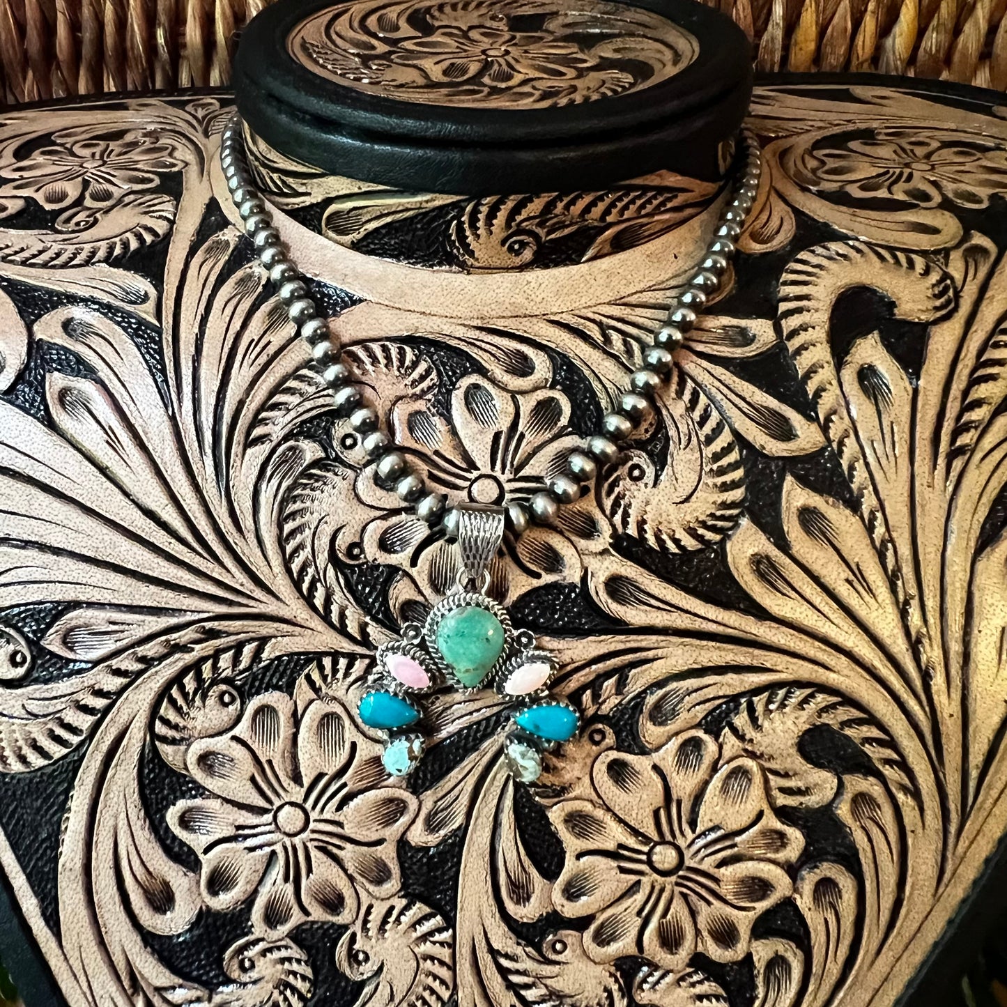 Kingman Turquoise & Queen Conch Naja Pendant