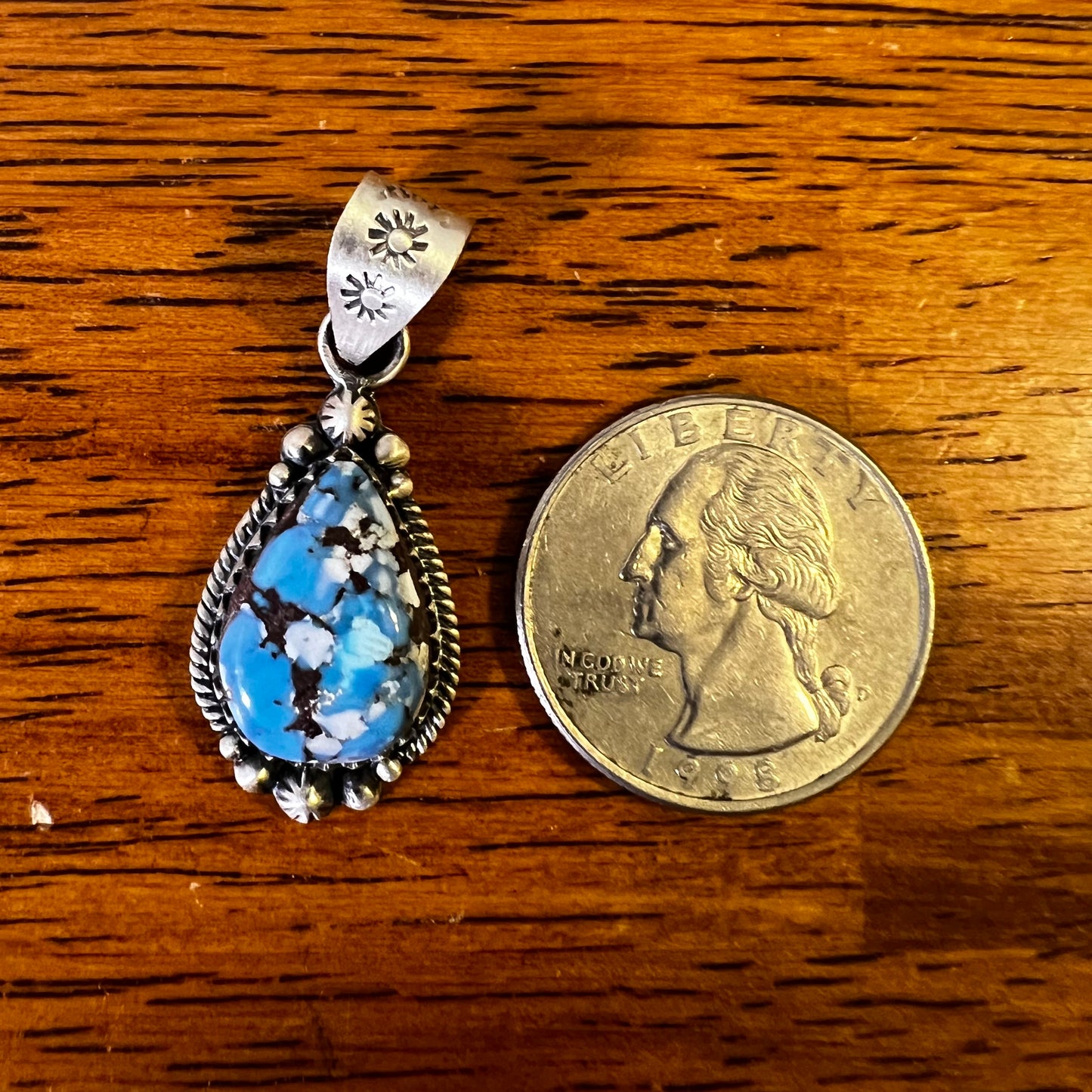 Sterling Silver Golden Hills Turquoise Teardrop Pendant