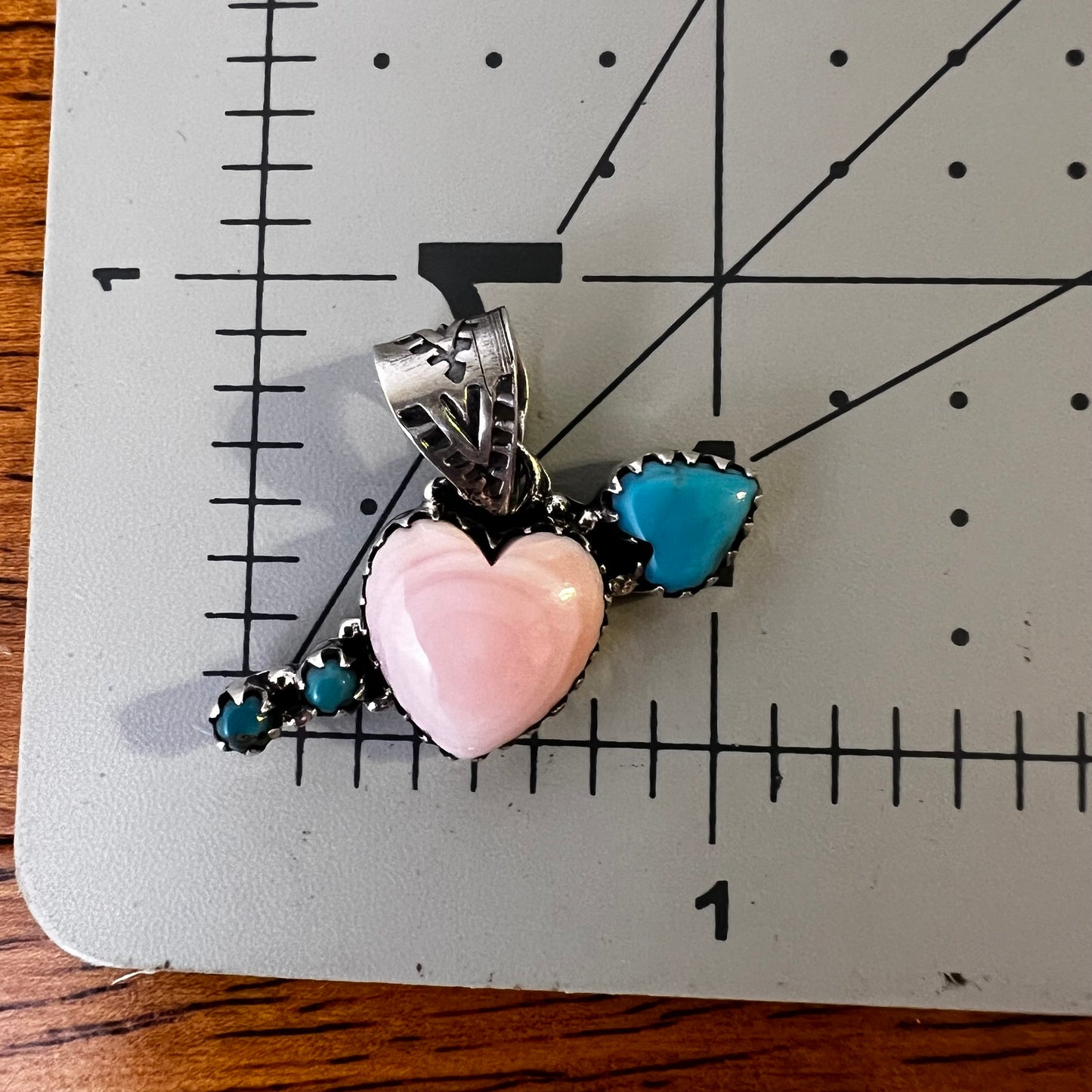 Queen Conch Heart & Kingman Turquoise Arrow Sterling Silver Pendant
