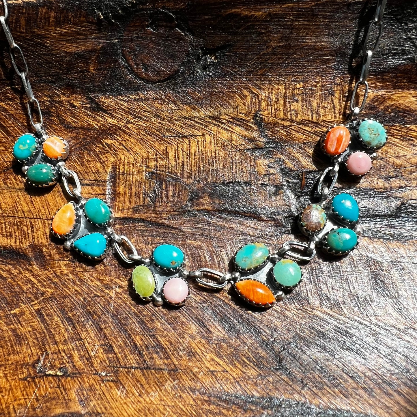 Sterling Silver Multi-Stone Choker Necklace
