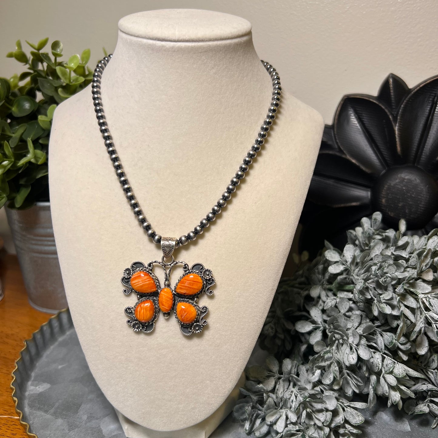 Large Spiny Oyster Butterfly Sterling Silver Pendant