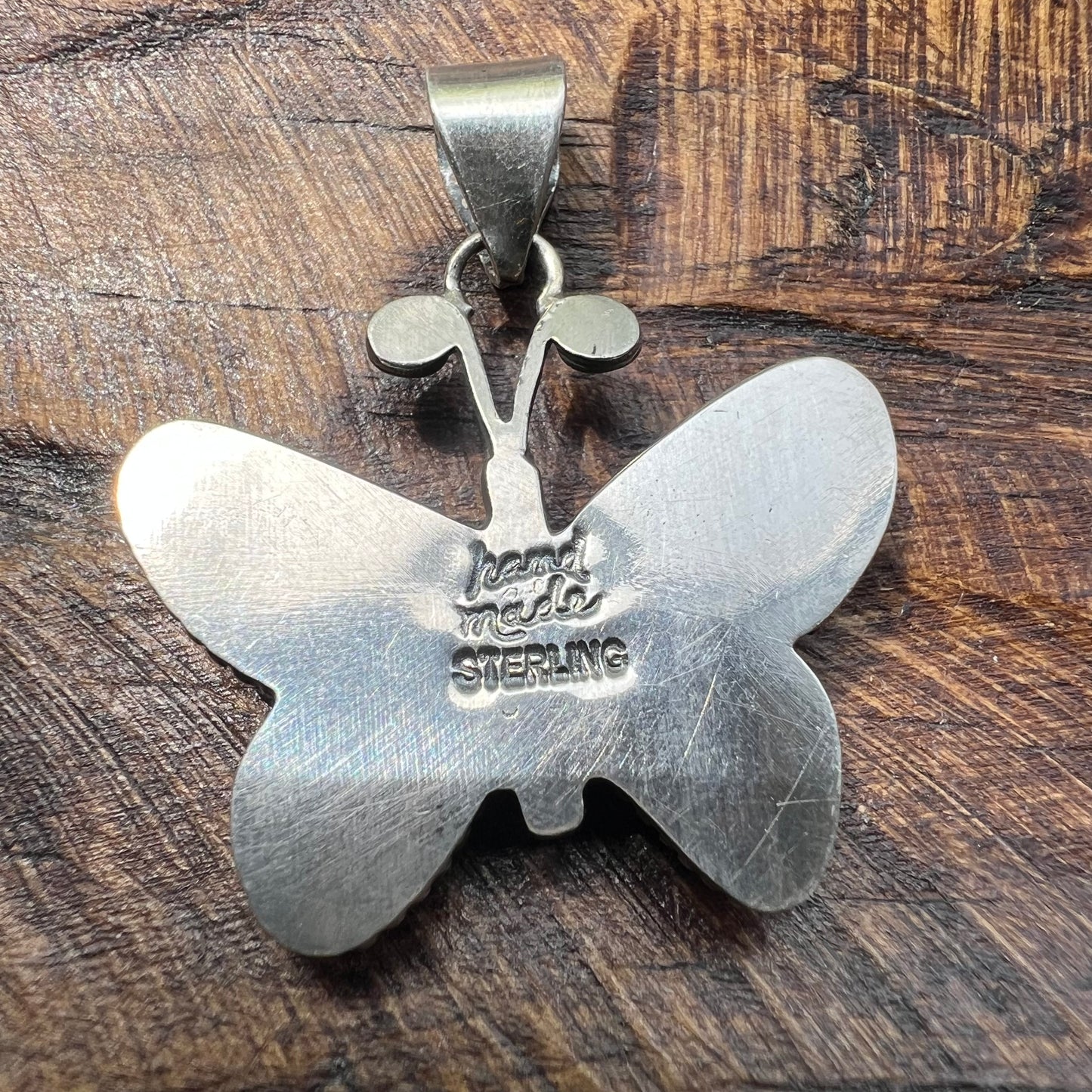 Kingman Turquoise Butterfly Pendant in Sterling Silver
