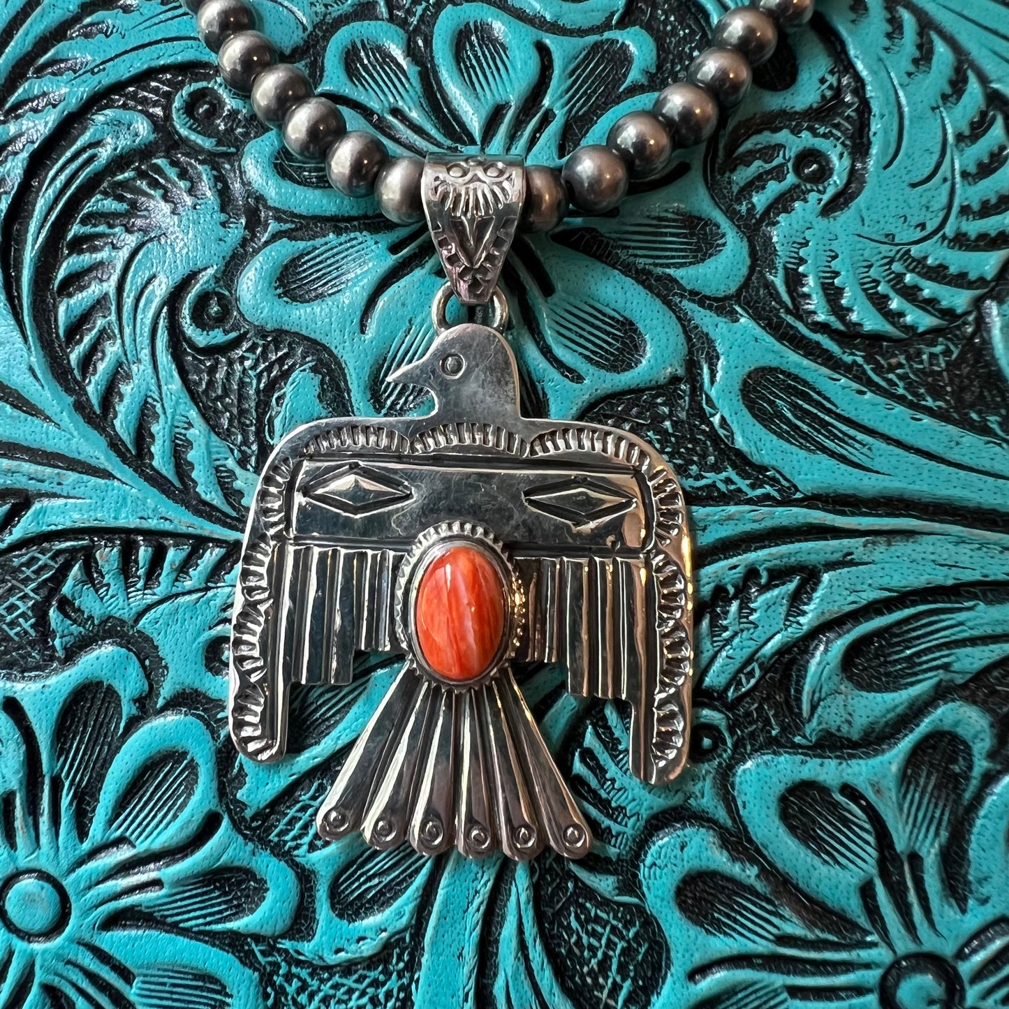 Spiny Oyster Thunderbird Sterling Silver Pendant