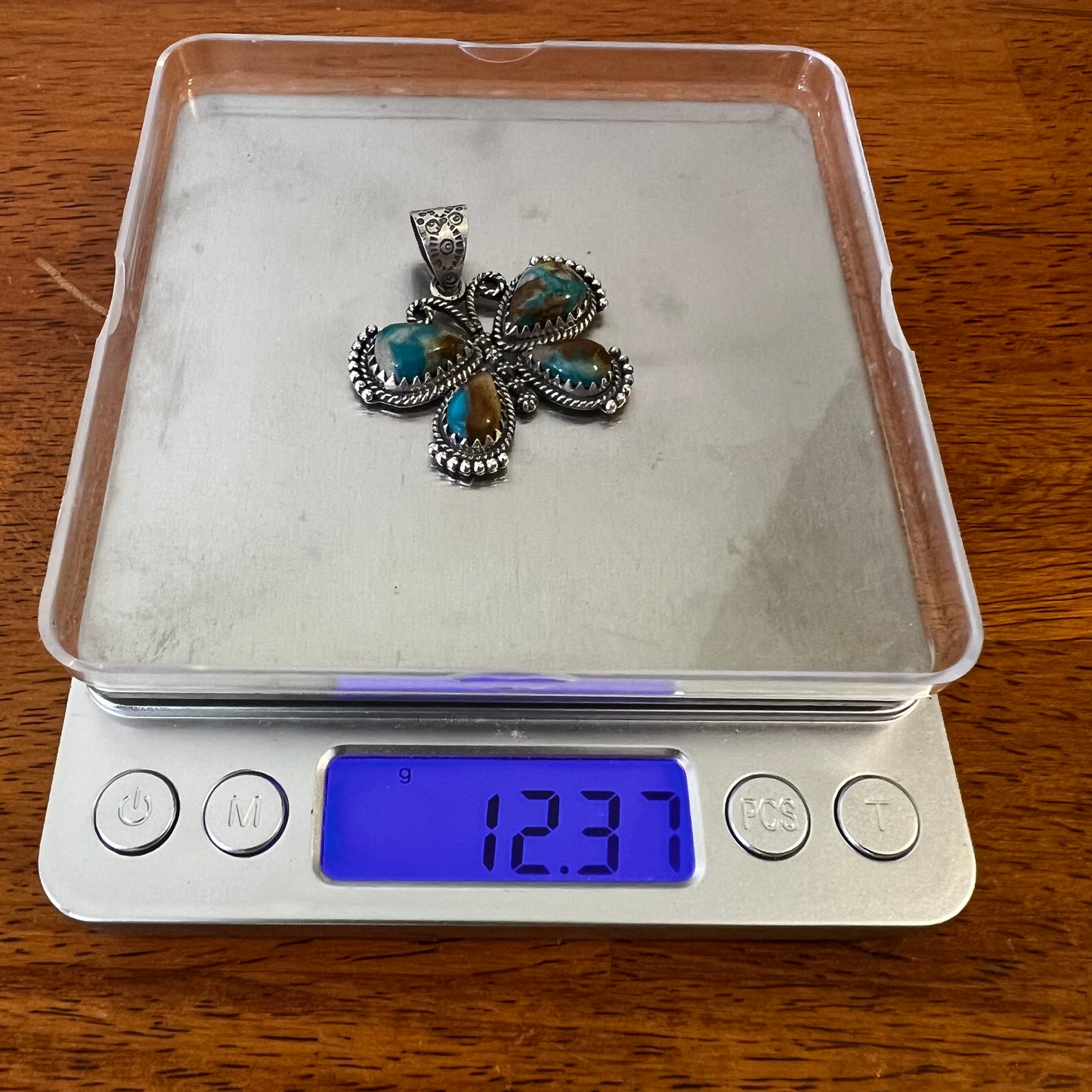 Ribbon Turquoise Statement Butterfly Pendant in Sterling Silver
