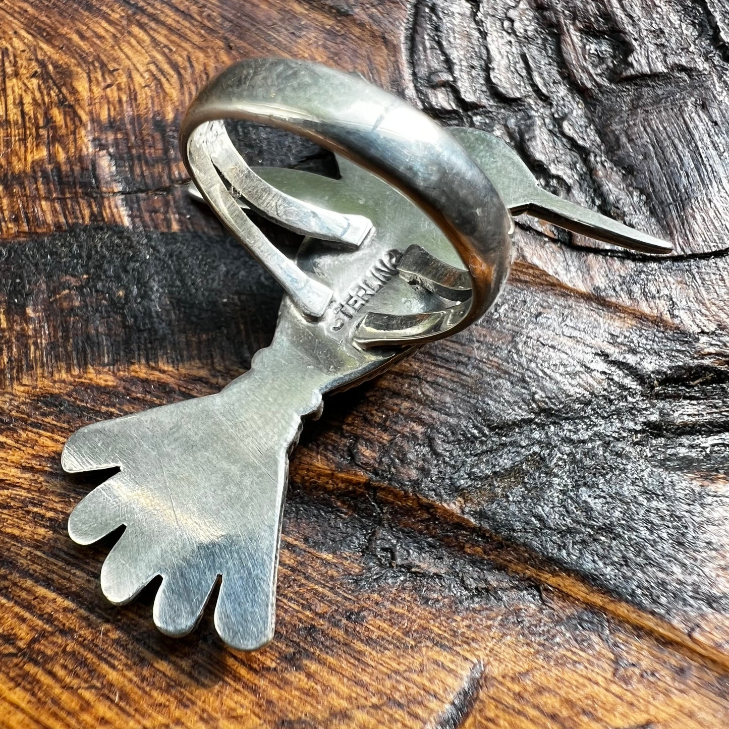 Sterling Silver Hummingbird Ring Kingman Turquoise & Red Coral Size 7