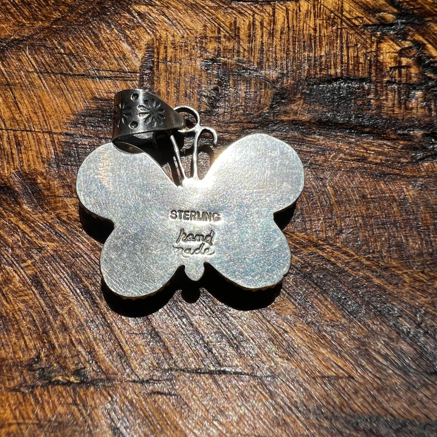 Sterling Silver Kingman Turquoise Butterfly Pendant