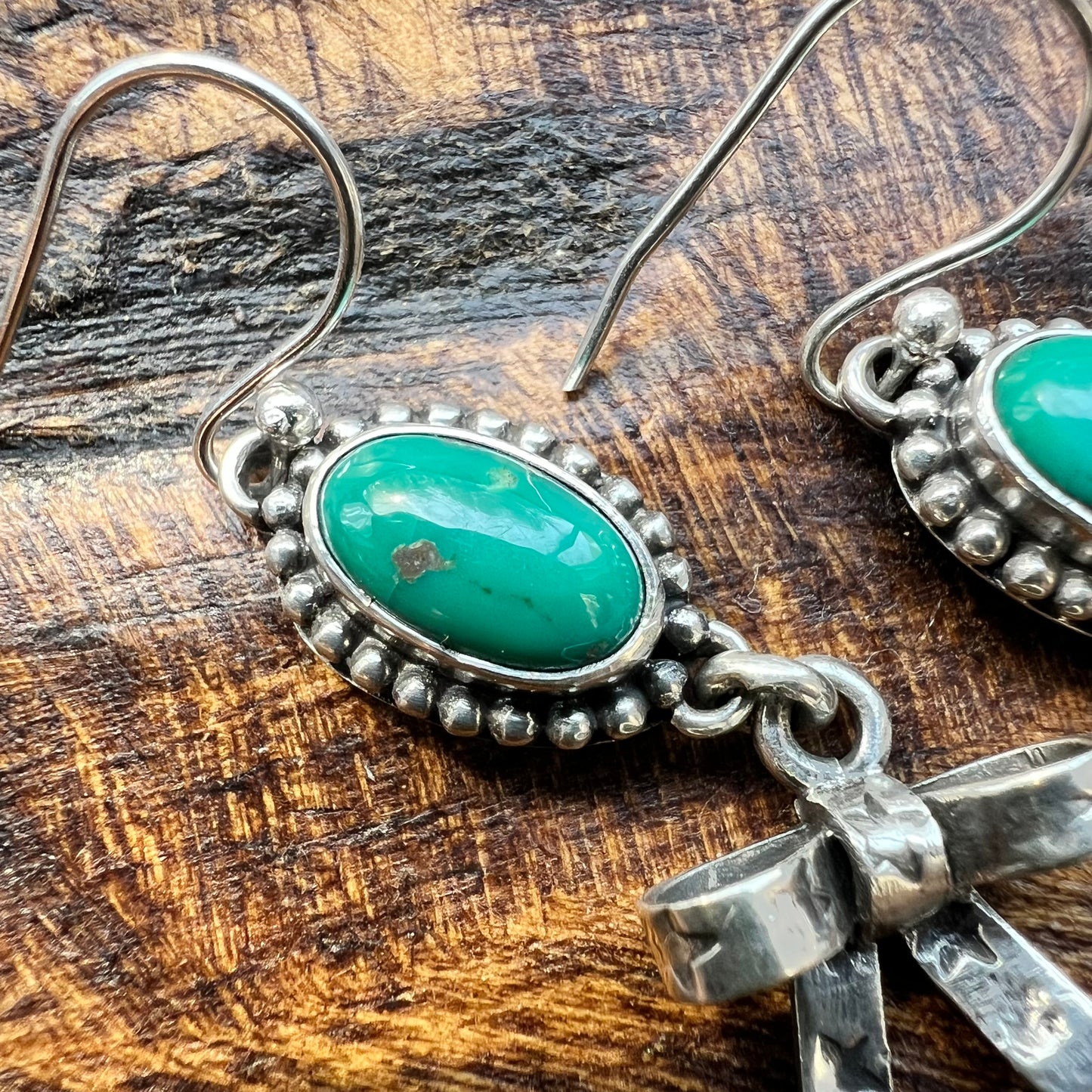 Kingman Turquoise Bow Dangle Earrings
