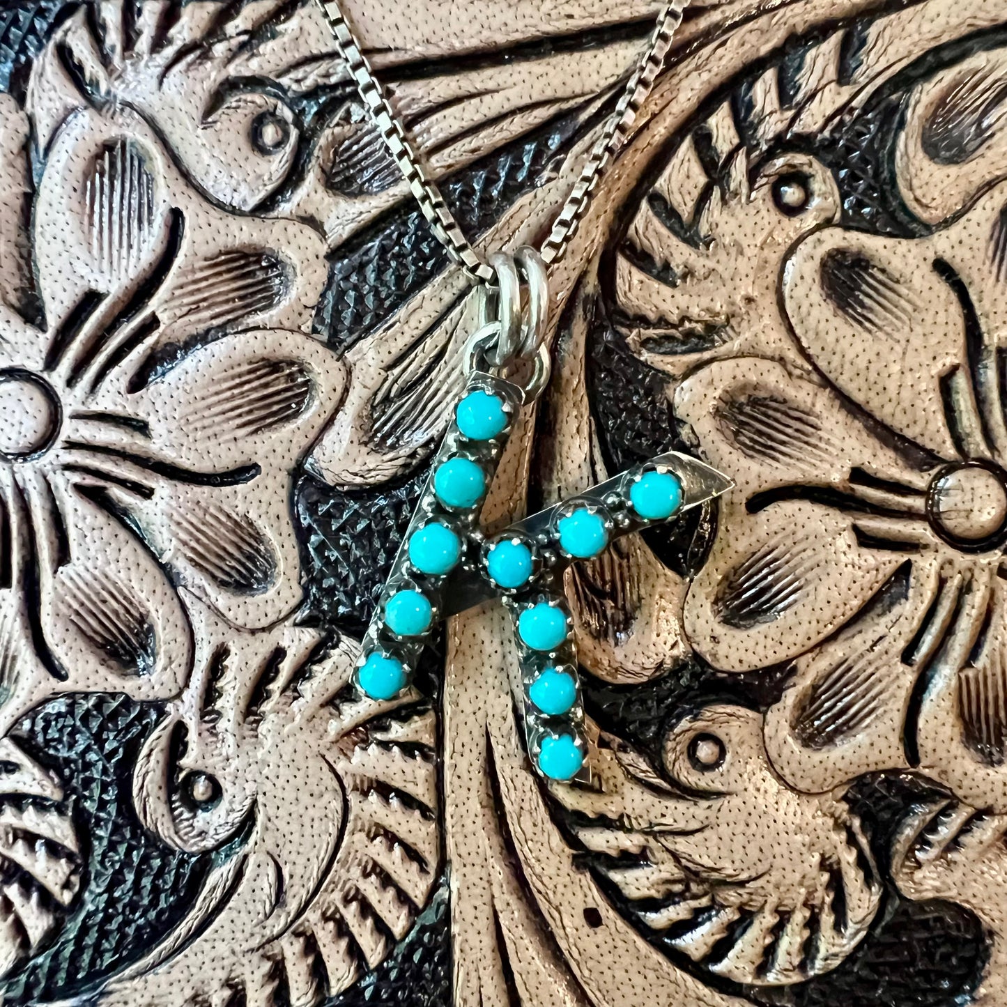 Kingman Turquoise Initial K Sterling Silver Pendant