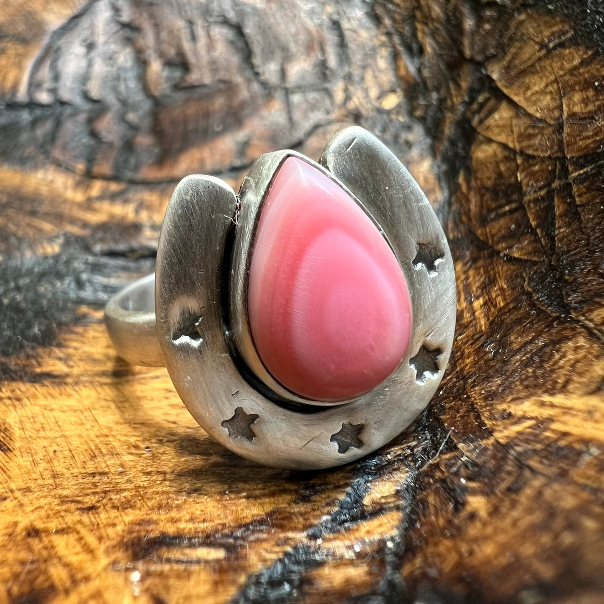 Sterling Silver Horseshoe Statement Ring – Turquoise, Spiny Oyster & Queen Conch Options