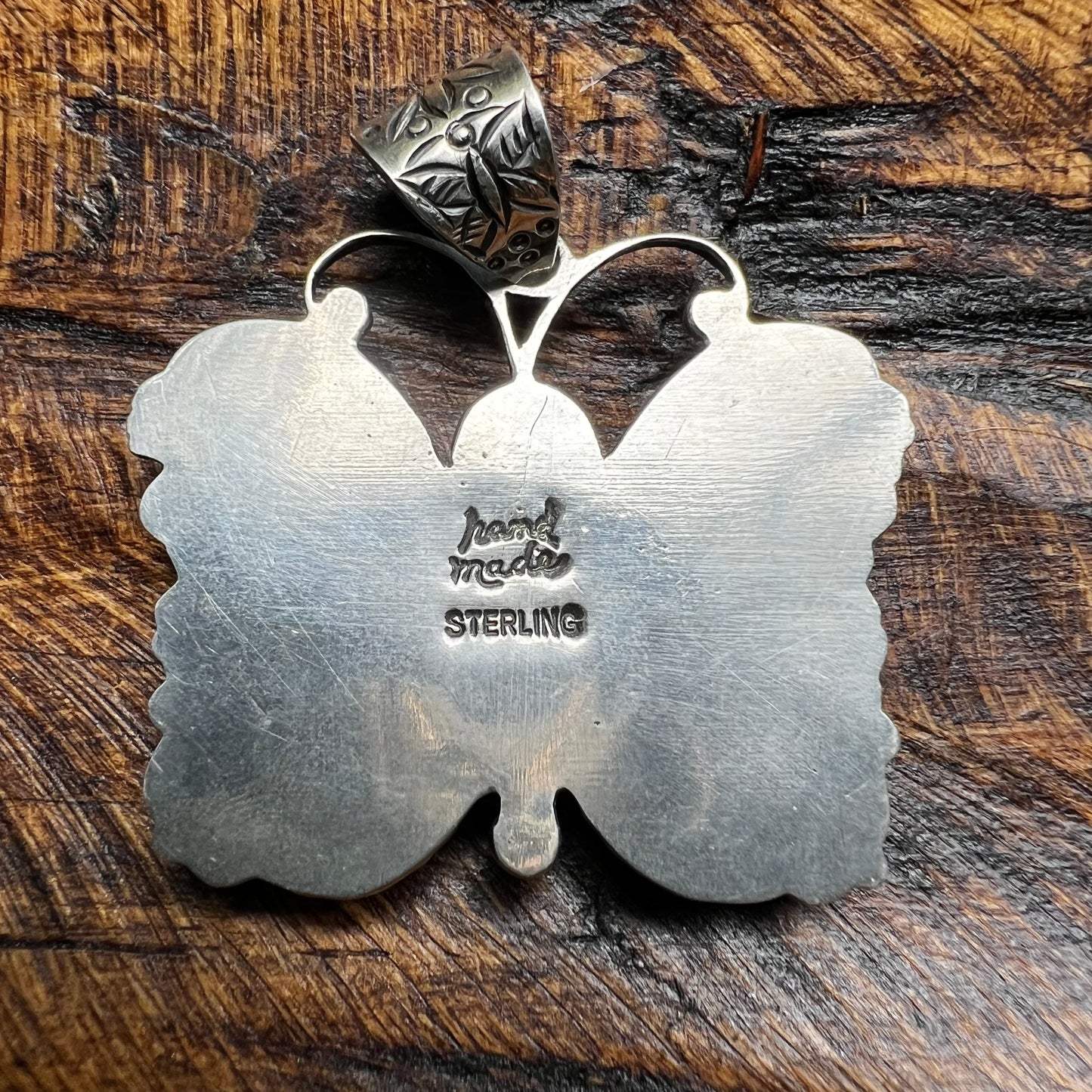 Sterling Silver Queen Conch & Kingman Turquoise Butterfly Pendant