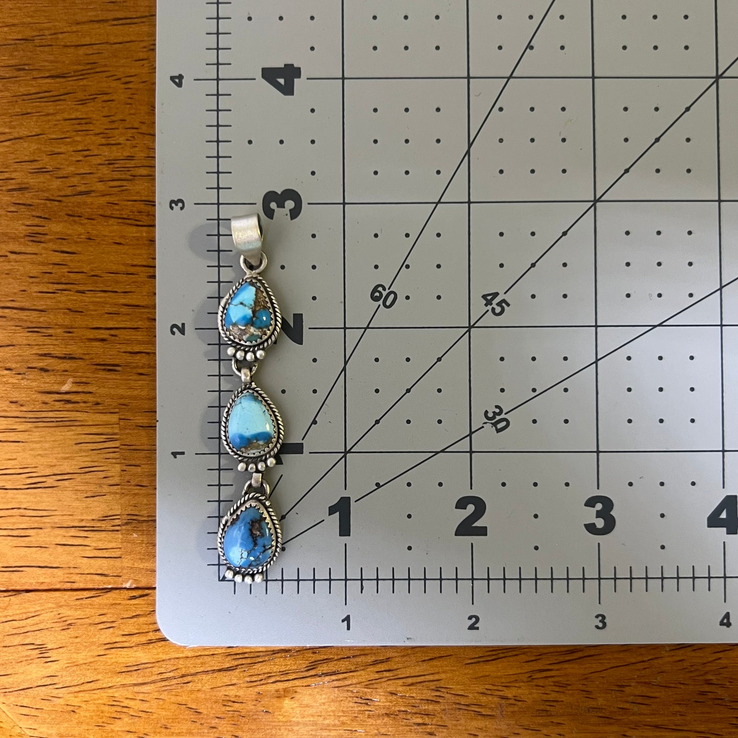 Sterling Silver Golden Hills Turquoise Triple Drop Pendant