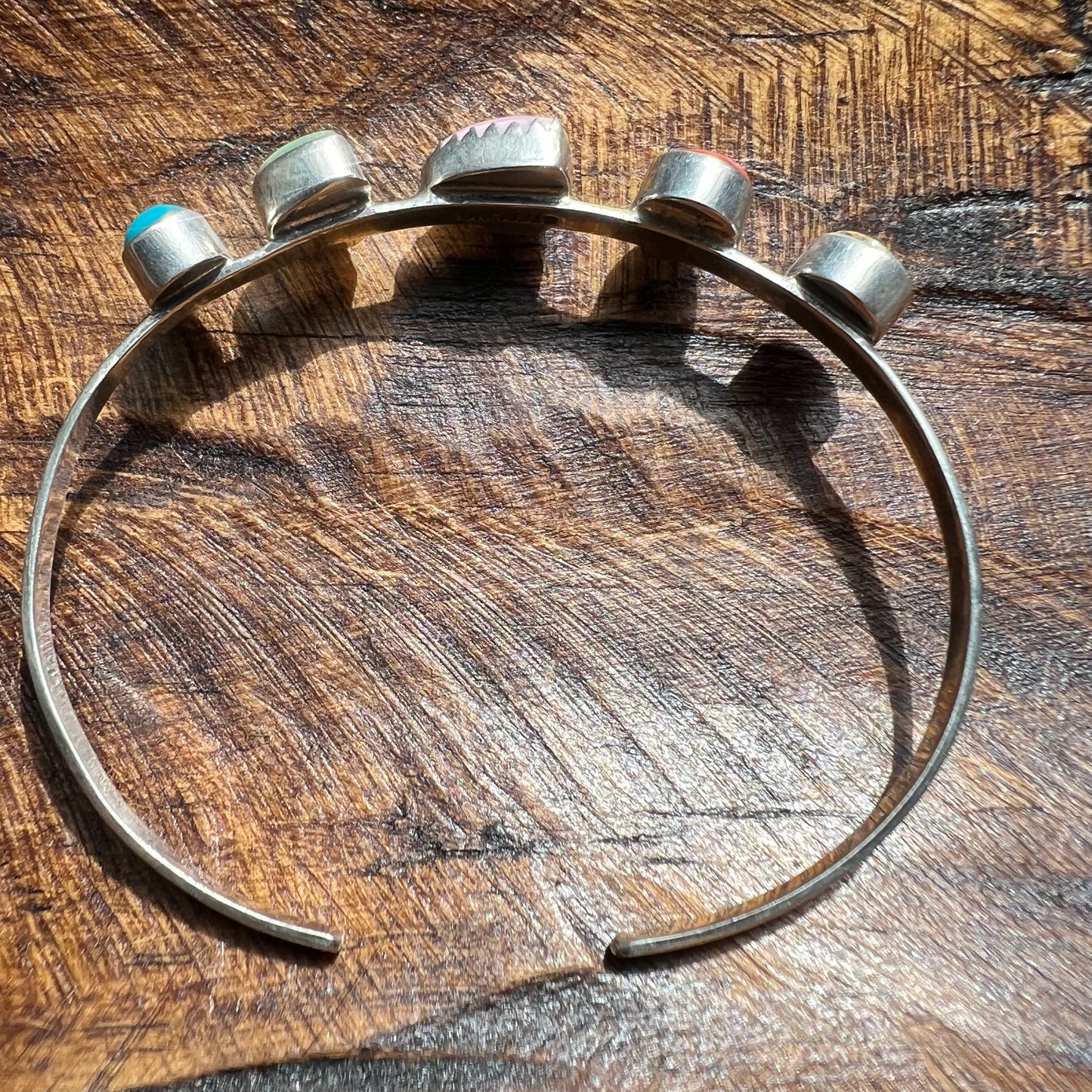 925 Sterling Silver Multi-Stone Cuff Bracelet Kingman Turquoise Spiny Oyster Conch Heart Southwestern