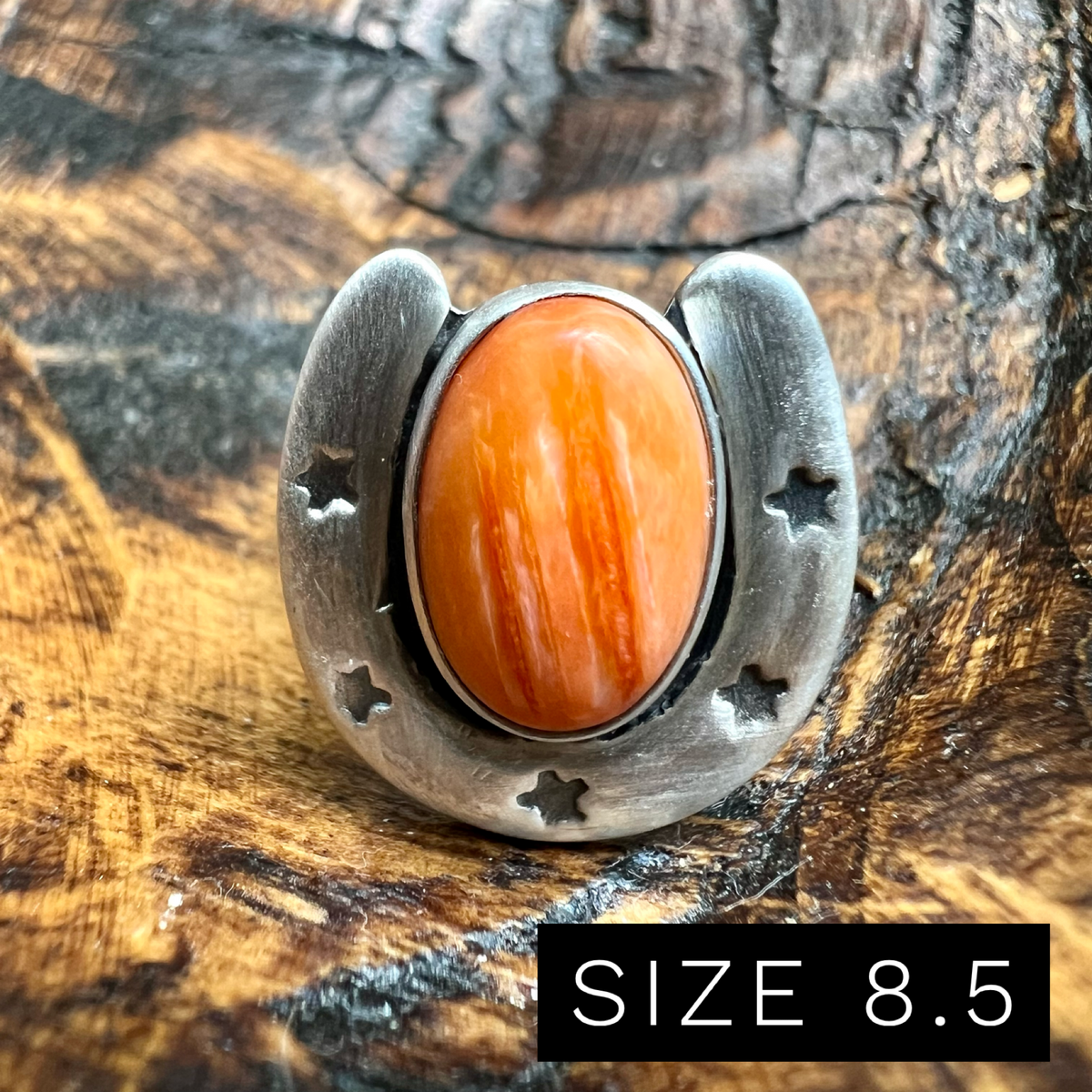 Sterling Silver Horseshoe Statement Ring – Turquoise, Spiny Oyster & Queen Conch Options