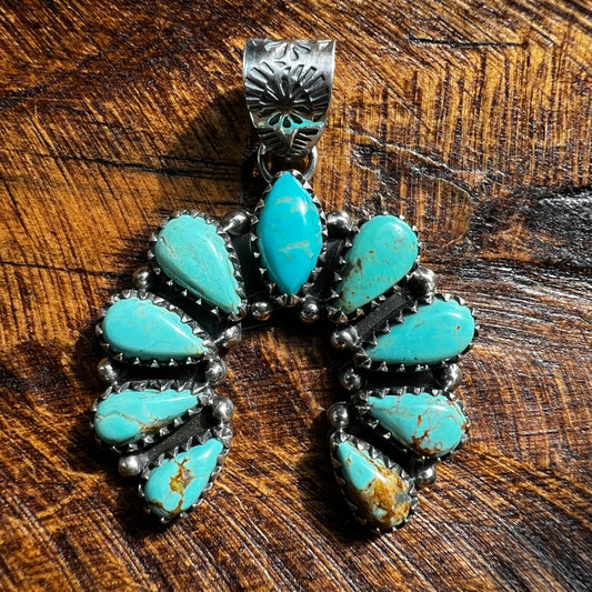 Sterling Silver Turquoise Cluster Naja Pendant