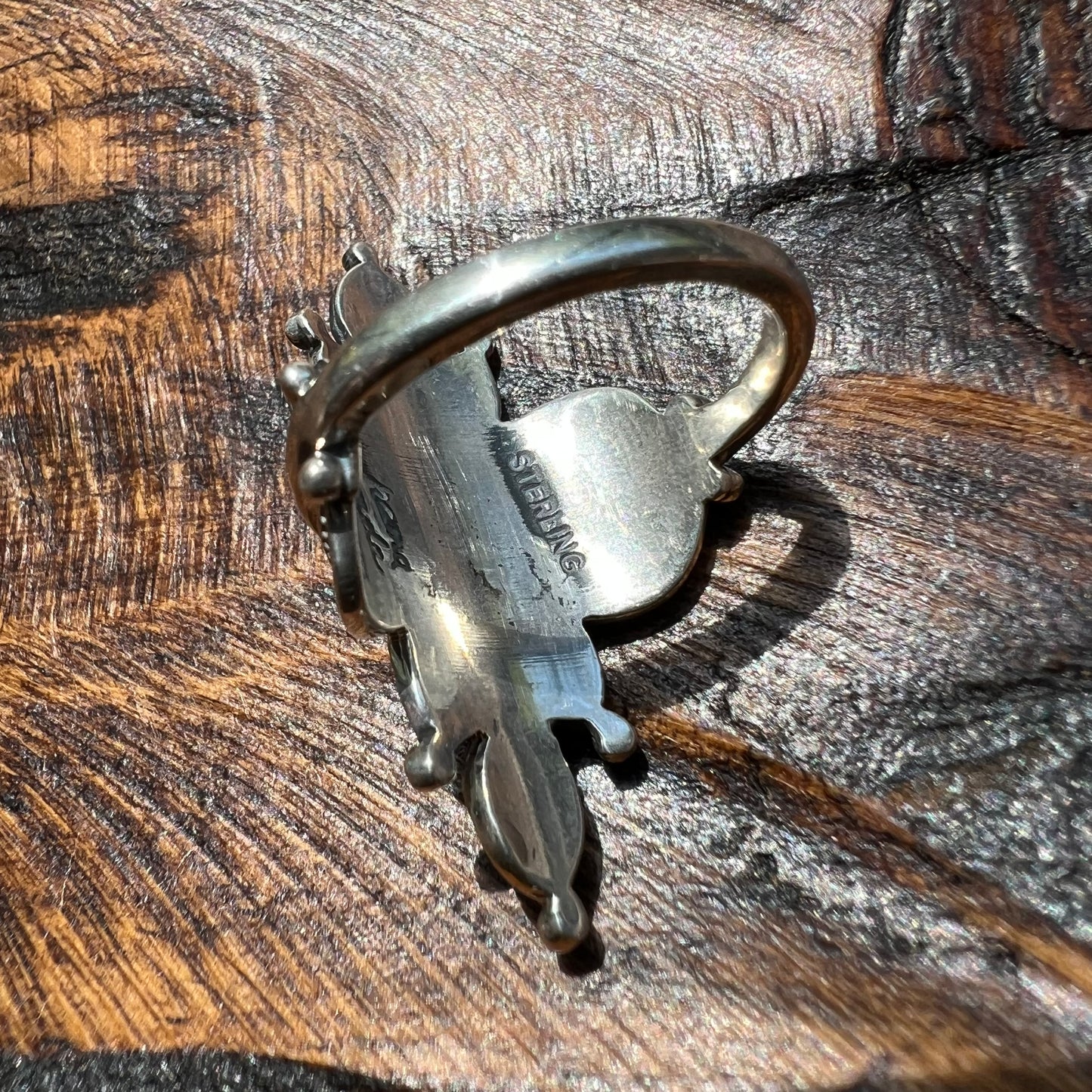 925 Sterling Silver Spiny Oyster Statement Ring Handmade Floral Size 9