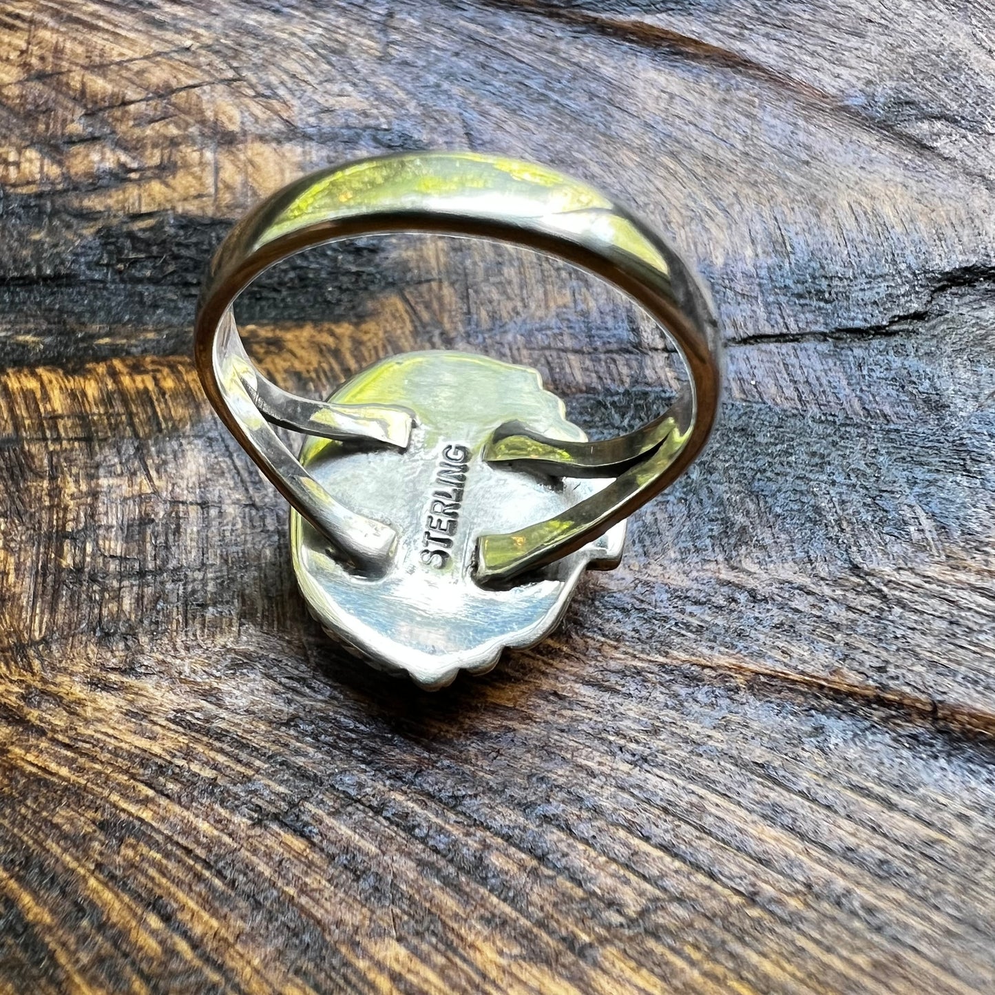 Kingman Turquoise Lightning Bolt Ring – Sterling Silver Size 10