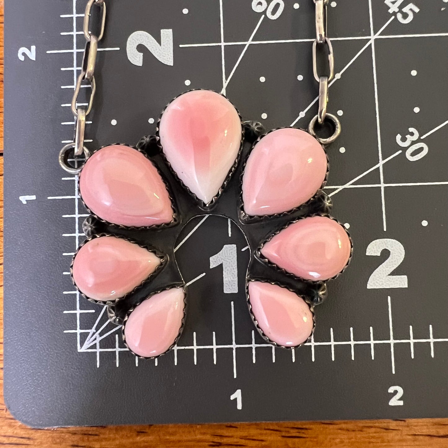 Sterling Silver Pink Conch Naja Statement Necklace