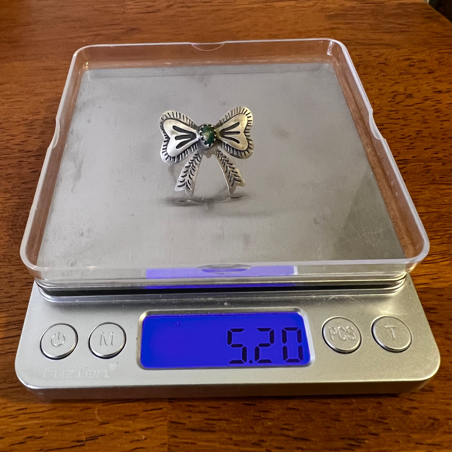 Sterling Silver Kingman Turquoise Bow Ring – Adjustable Size 10