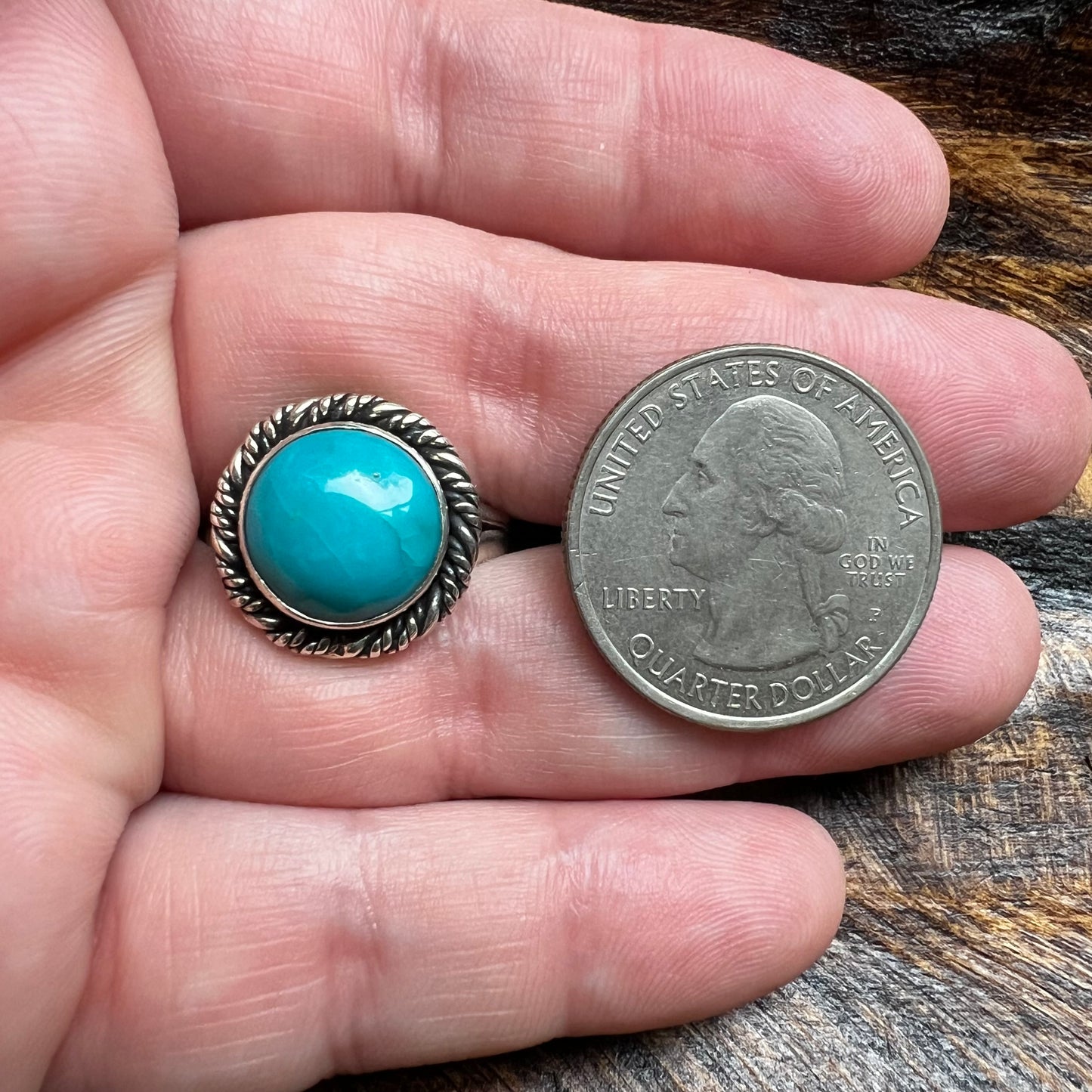 Sterling Silver Kingman Turquoise Ring – Size 8