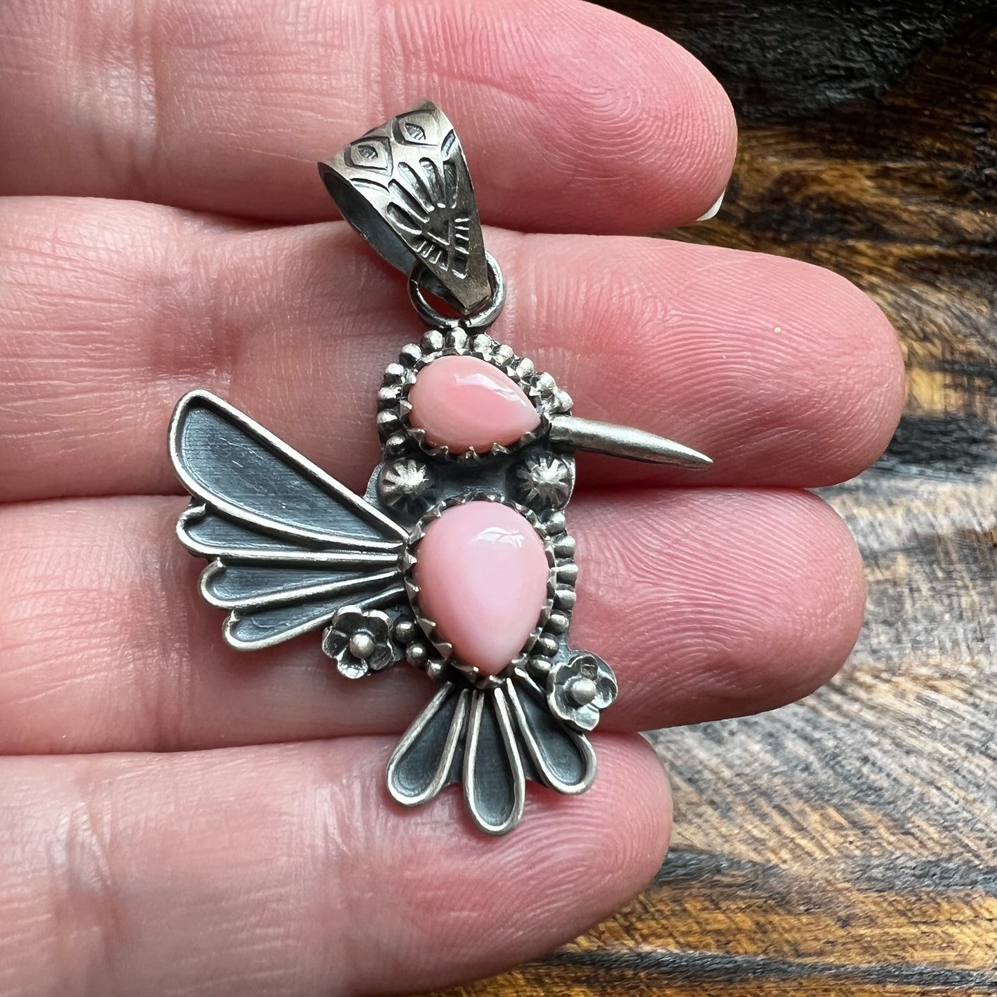 Sterling Silver Queen Conch Hummingbird Pendant