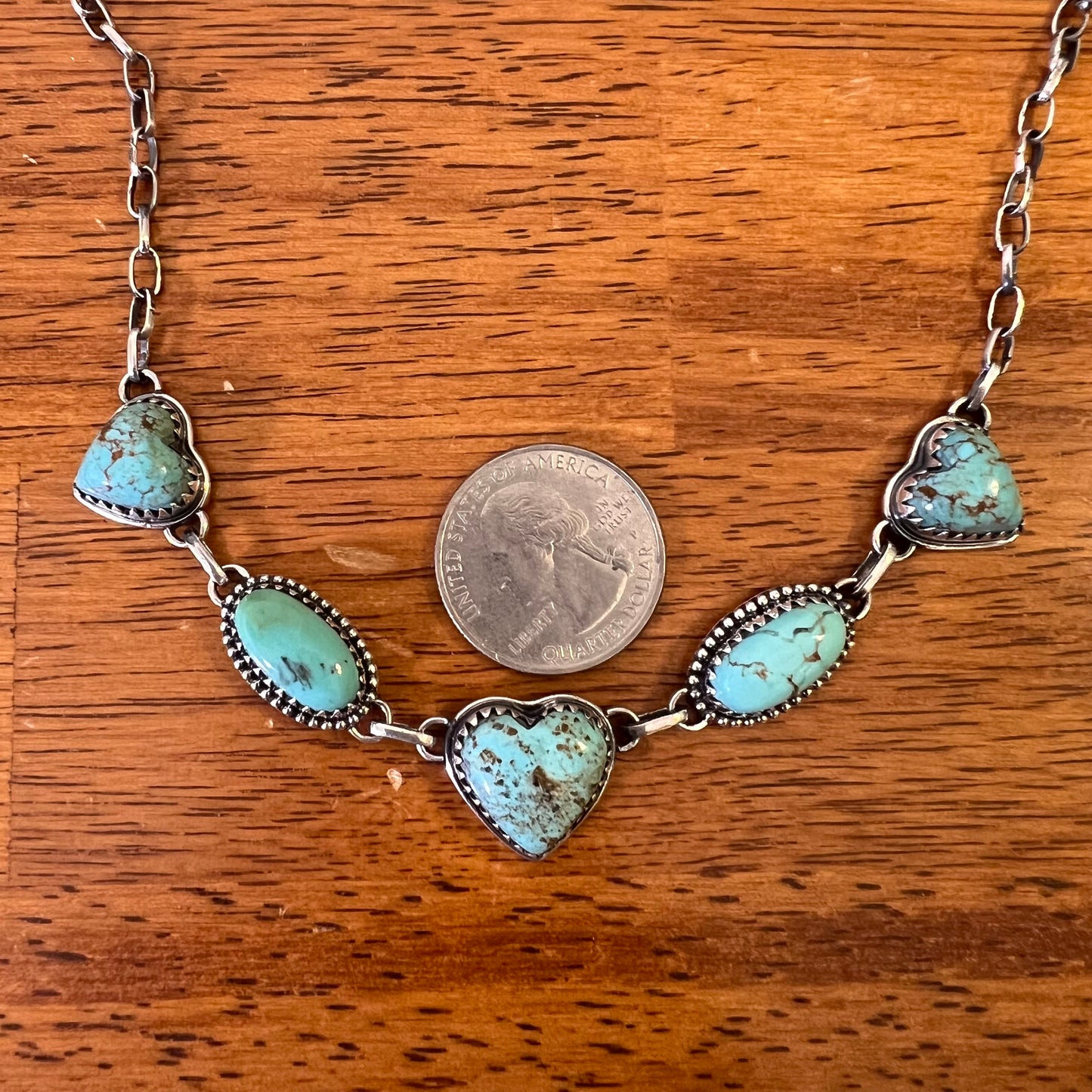 Kingman Turquoise Heart Choker Necklace – Sterling Silver Statement
