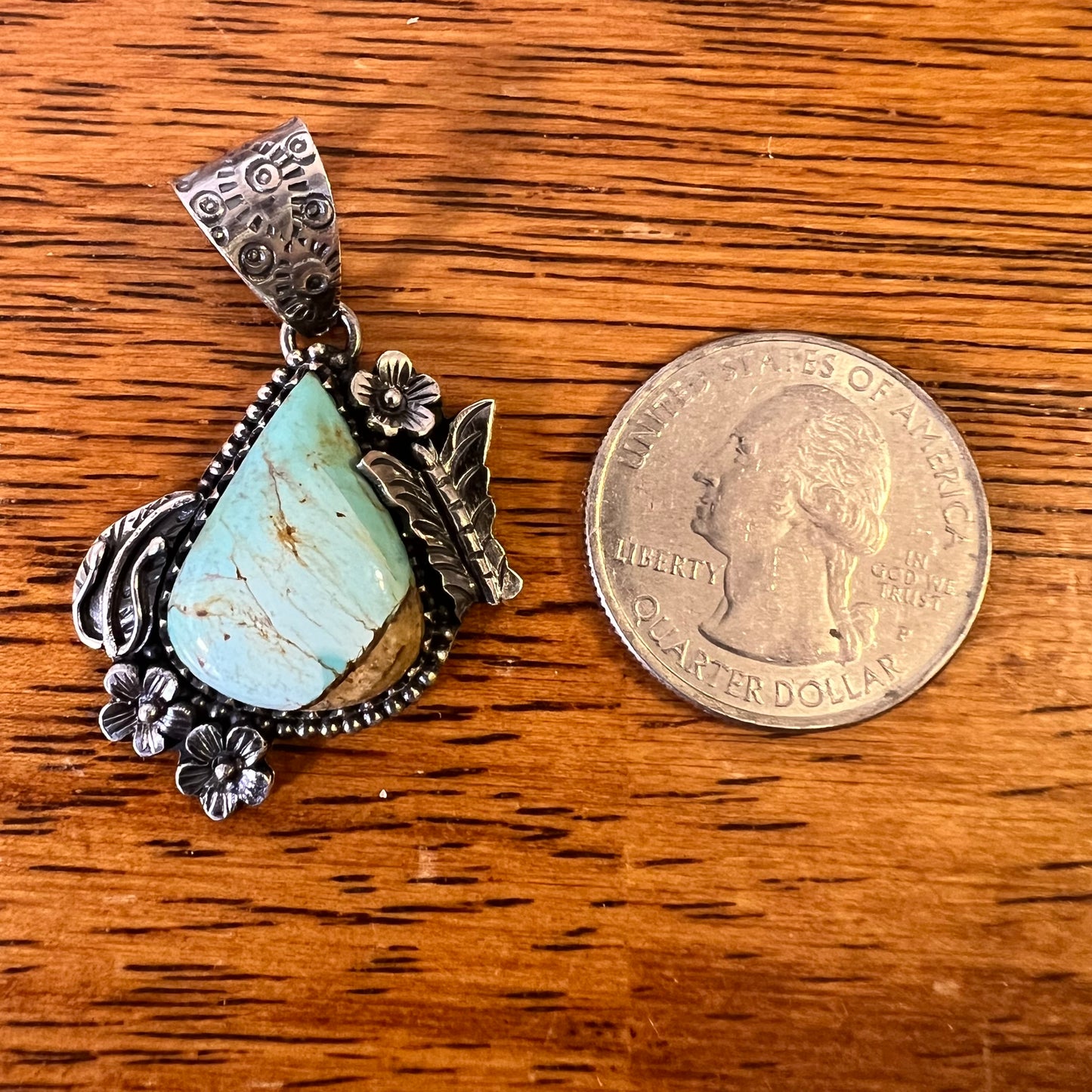 ✨ Sterling Silver Kingman Turquoise Pendant
