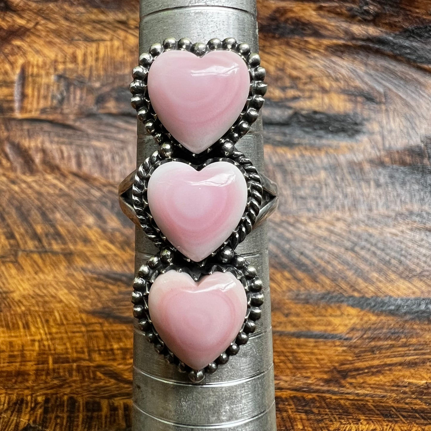 Triple Queen Conch Heart Sterling Silver Ring