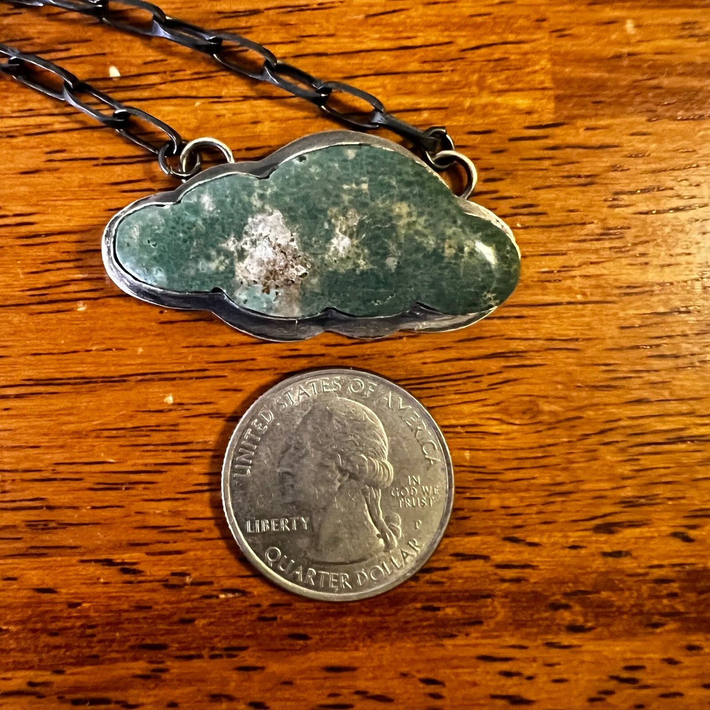 Tony Yazzie Navajo Kingman Turquoise Cloud Necklace Sterling Silver Handmade