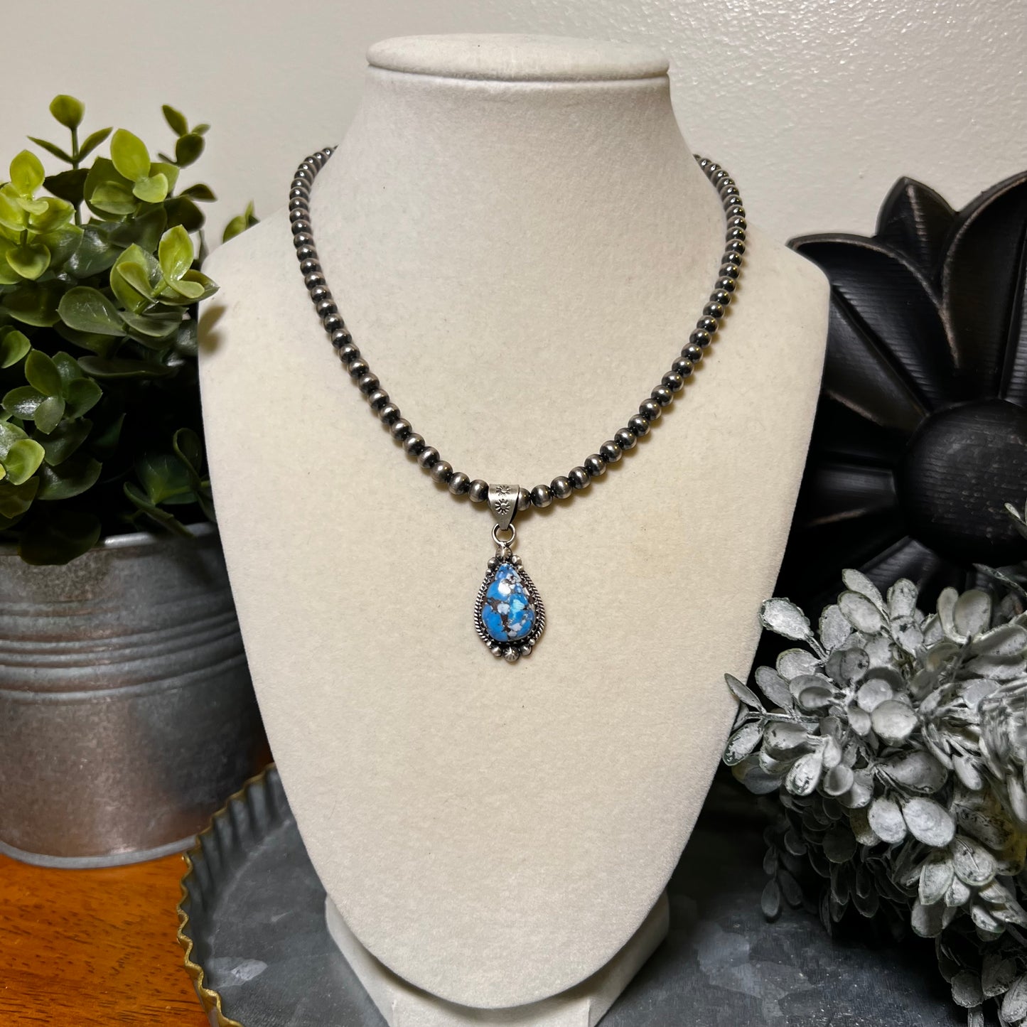 Sterling Silver Golden Hills Turquoise Teardrop Pendant