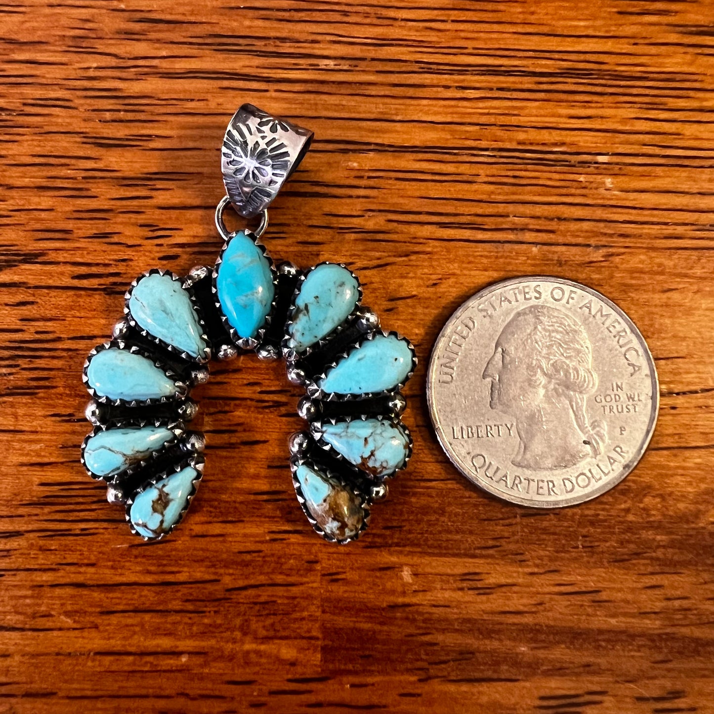 Sterling Silver Turquoise Cluster Naja Pendant