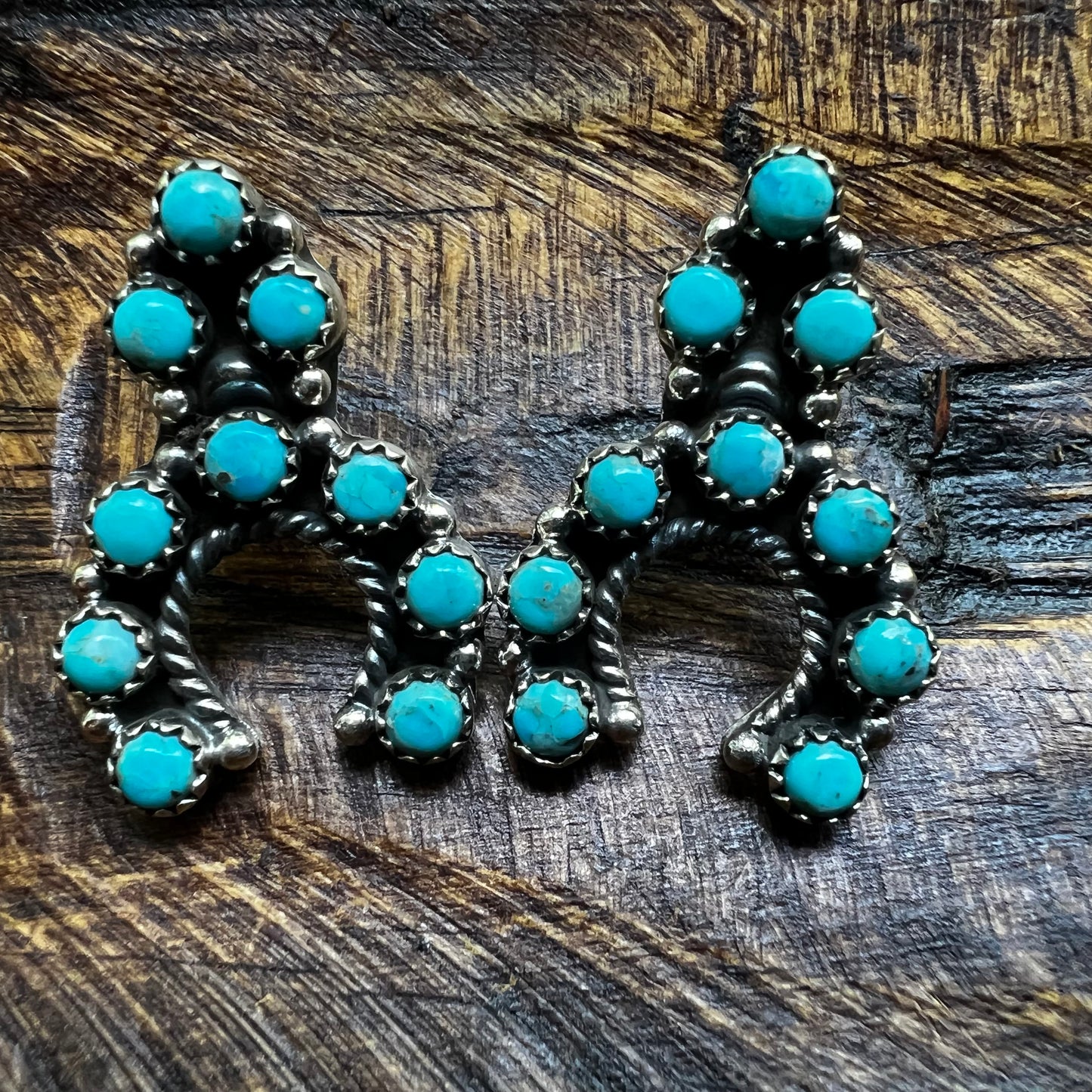 Hada Collection Kingman Turquoise Sterling Silver Naja Earrings