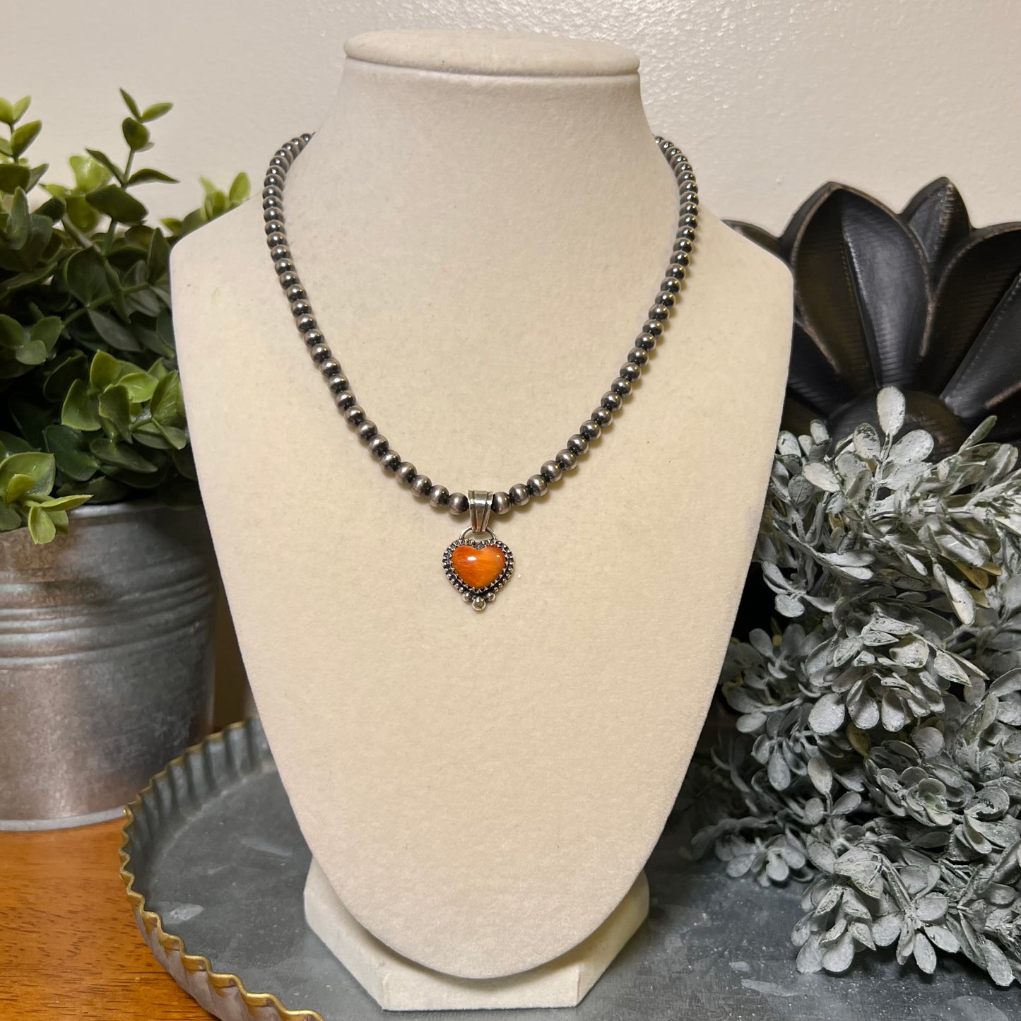 Sterling Silver Spiny Oyster Heart Pendant