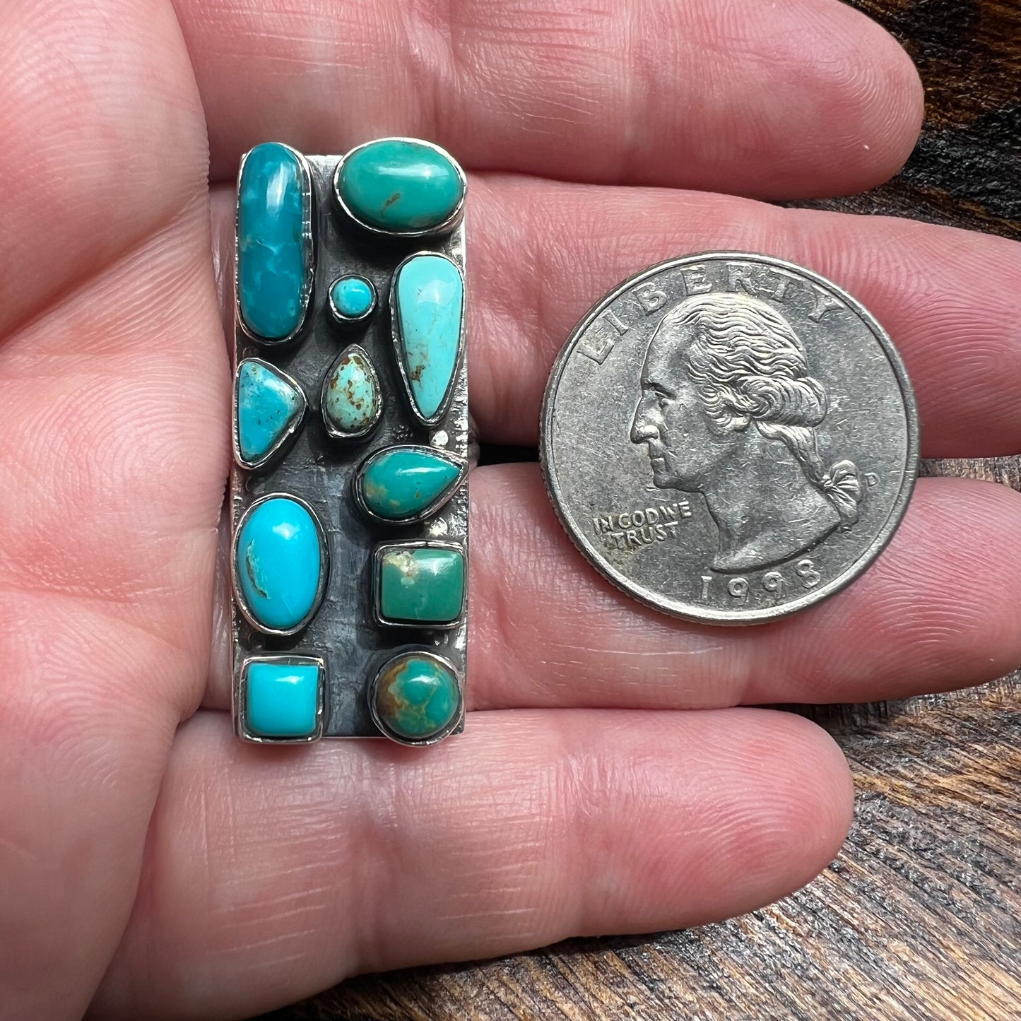 Kingman Turquoise Cluster Statement Ring | Sterling Silver Size 7