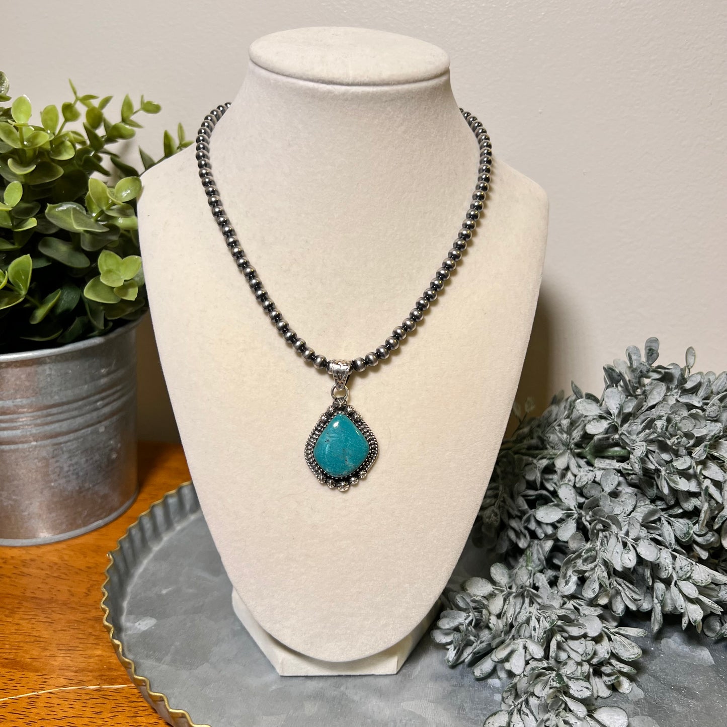 Sterling Silver Kingman Turquoise Statement Pendant