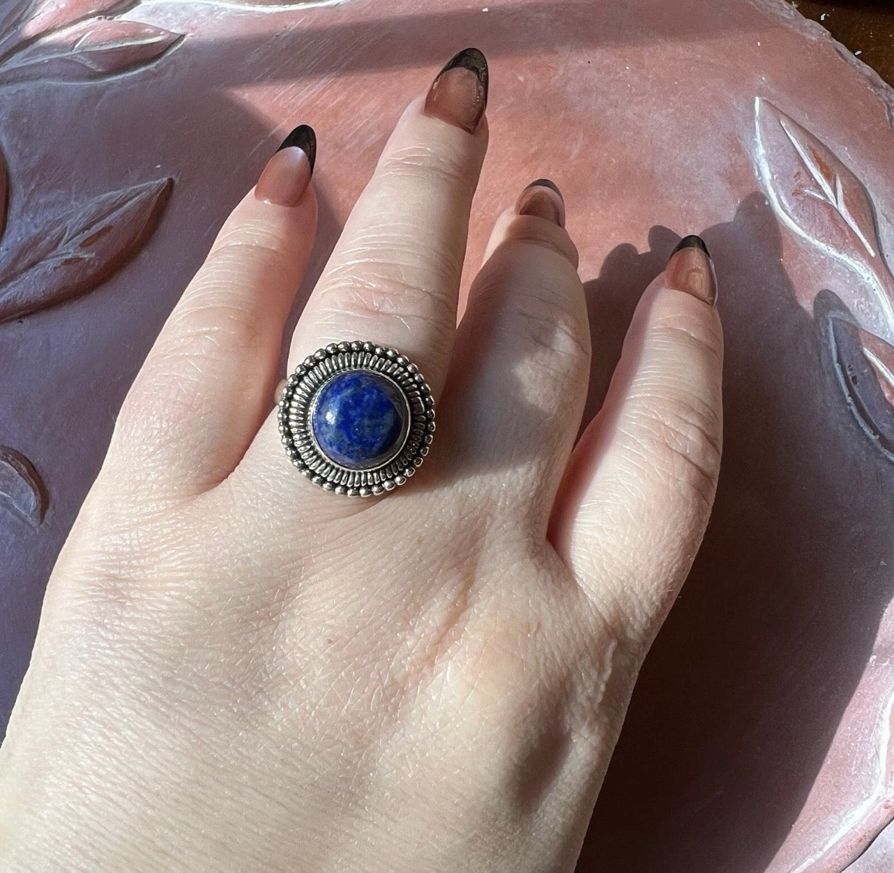Lapis Lazuli Statement Ring – Sterling Silver Size 8.25