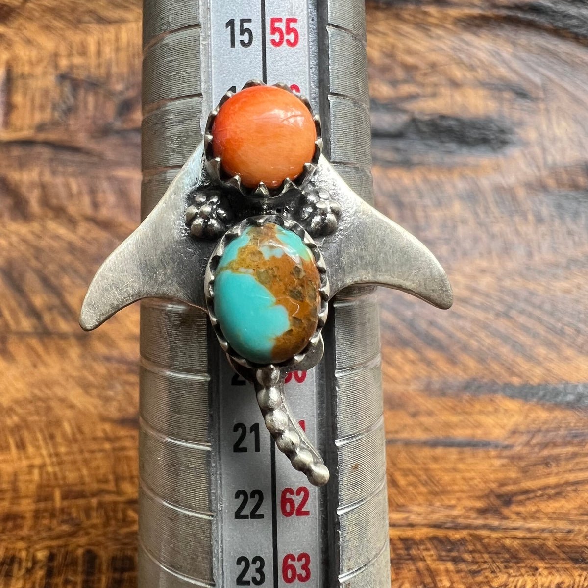 Sterling Silver Manta Ray Ring – Turquoise with Queen Conch or Spiny Oyster