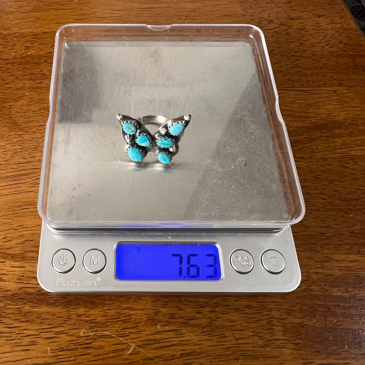 Sterling Silver Sonoran Gold Turquoise Butterfly Cluster Ring Size 6.5