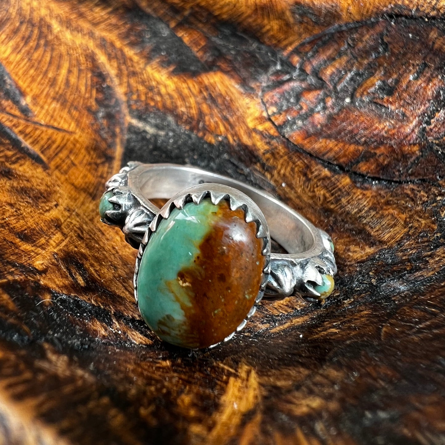 Sterling Silver & Kingman Turquoise Ring | Infinity Band | Size 10.5