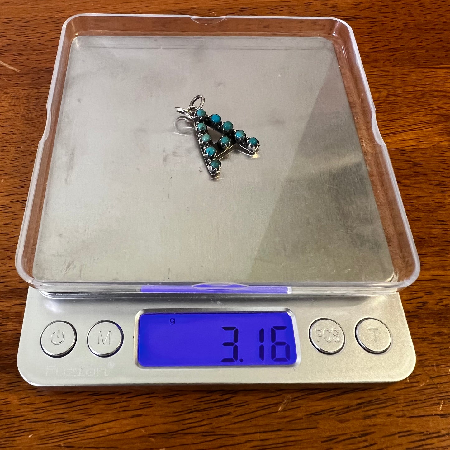 Kingman Turquoise Initial “A” Sterling Silver Pendant