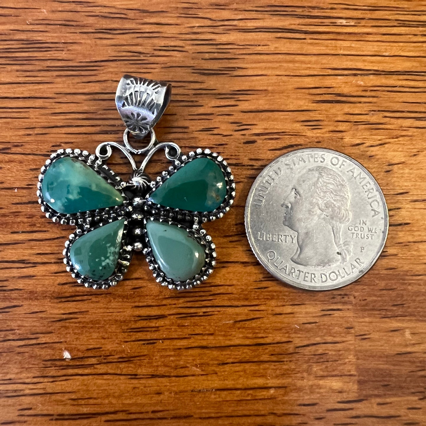 Kingman Turquoise Butterfly Pendant – Sterling Silver