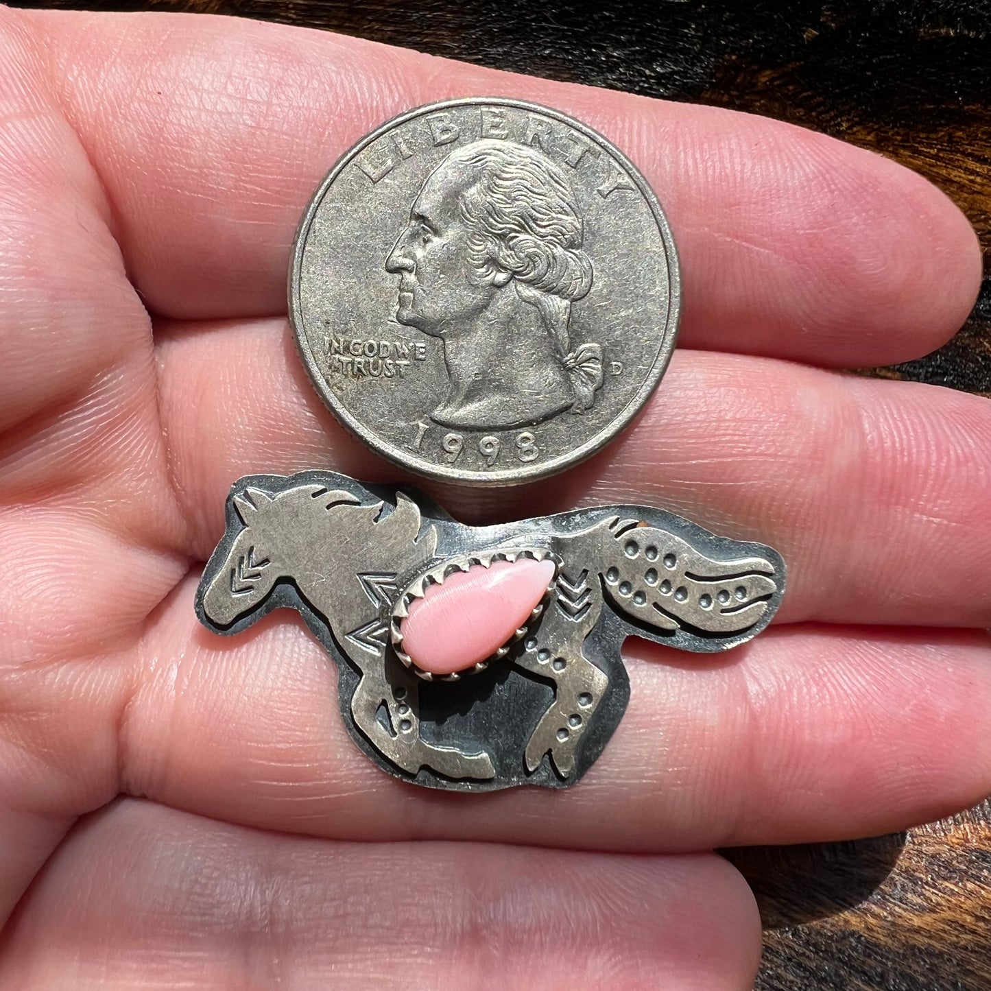 Sterling Silver Queen Conch Running Horse Ring Adjustable