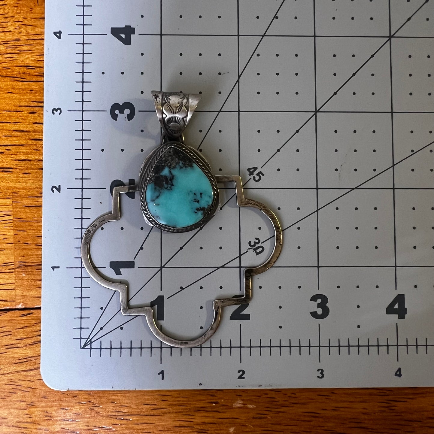 Tony Yazzie Thunder Mountain Turquoise Quatrefoil Pendant