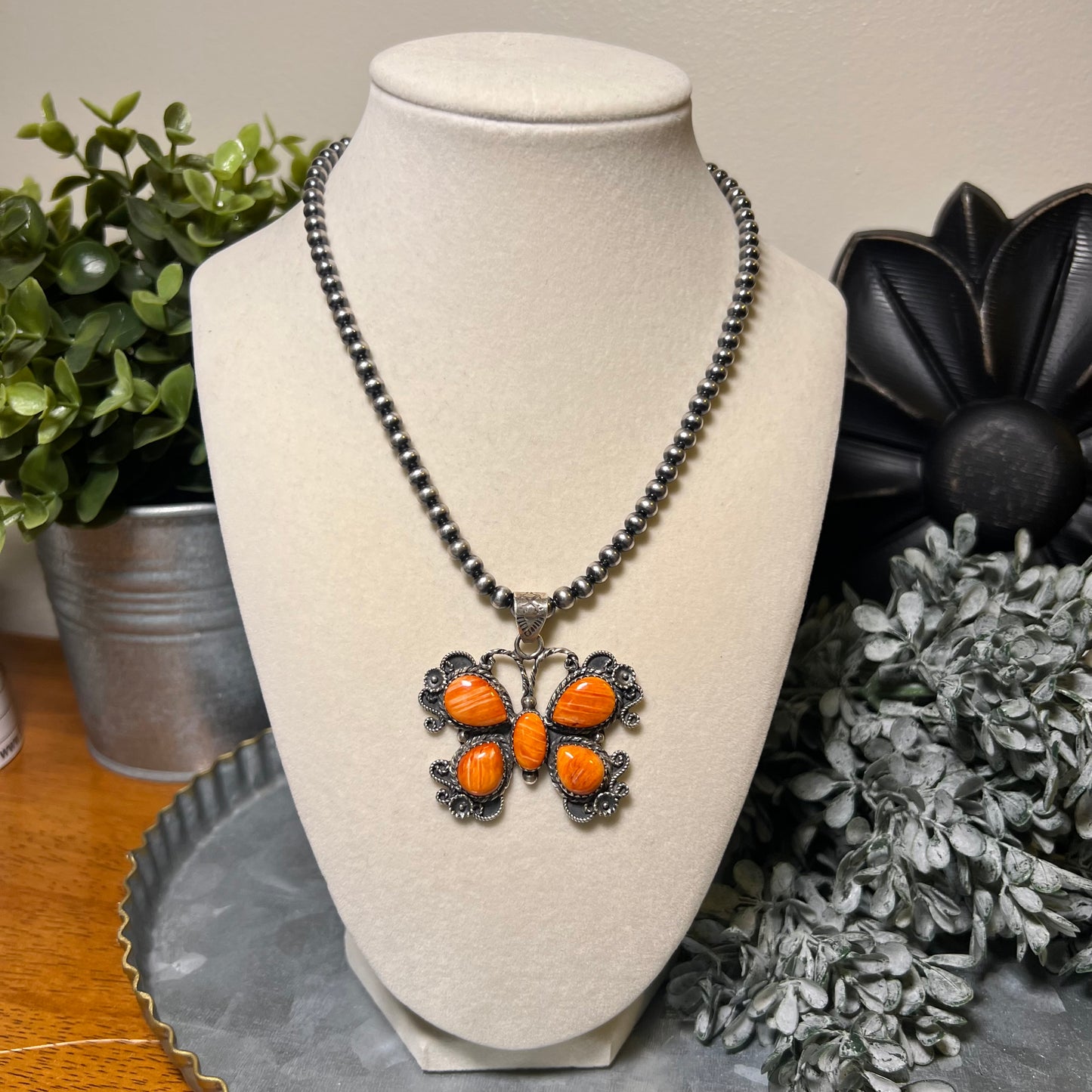 Large Spiny Oyster Butterfly Sterling Silver Pendant