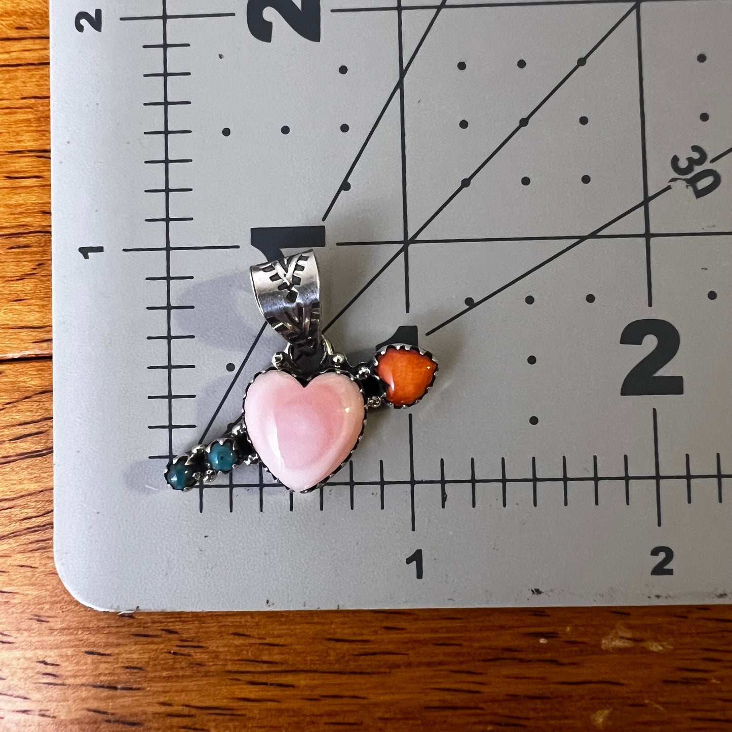 Sterling Silver Pink Conch Heart Arrow Pendant