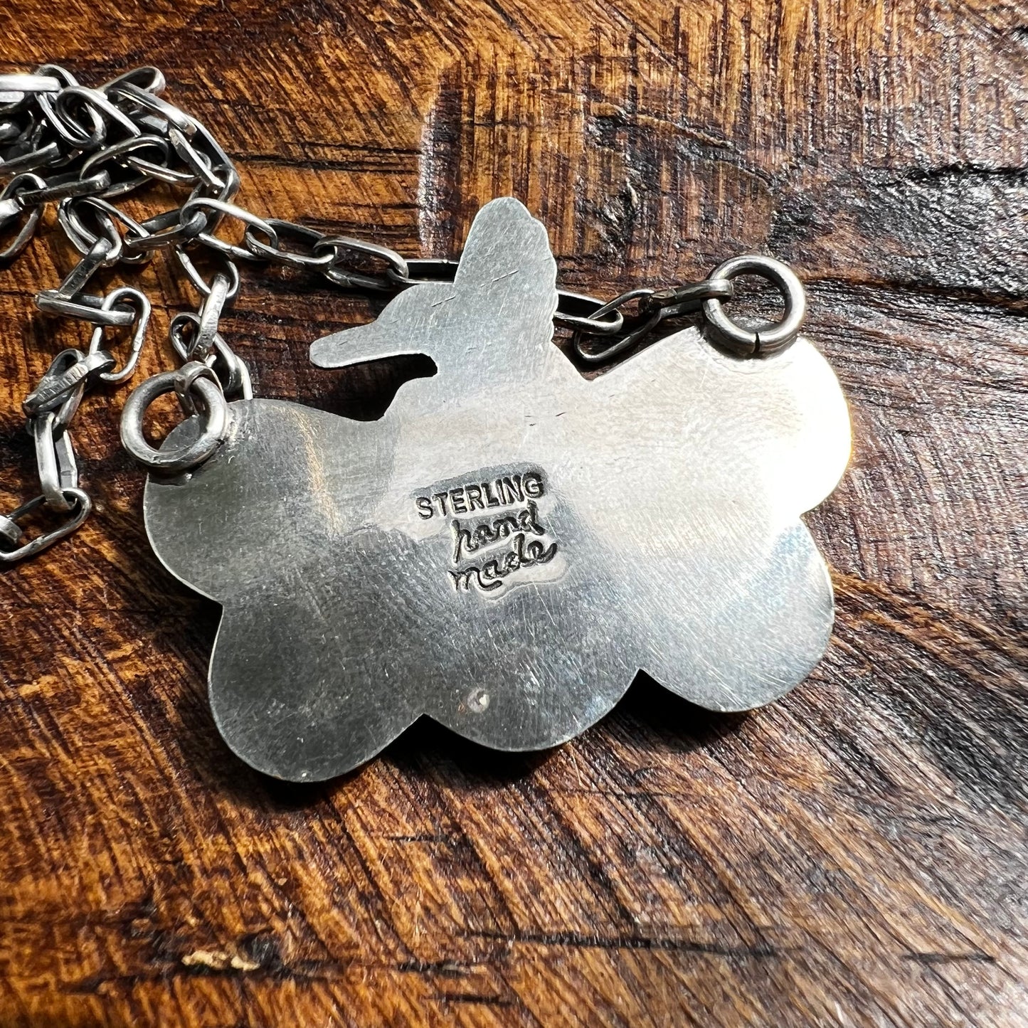 Sterling Silver Kingman Turquoise & Spiny Oyster Butterfly Hummingbird Necklace