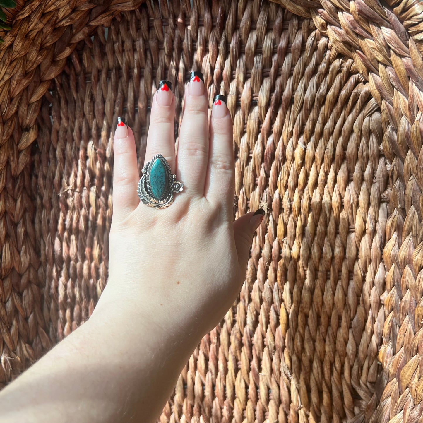 Kingman Turquoise Marquise Statement Ring in Handcrafted Sterling Silver