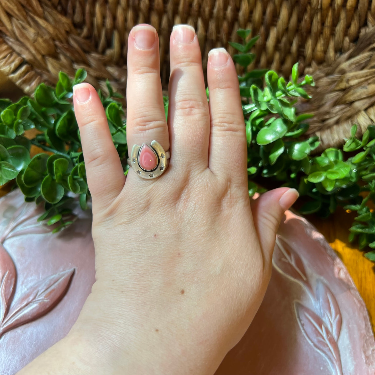 Sterling Silver Horseshoe Statement Ring – Turquoise, Spiny Oyster & Queen Conch Options