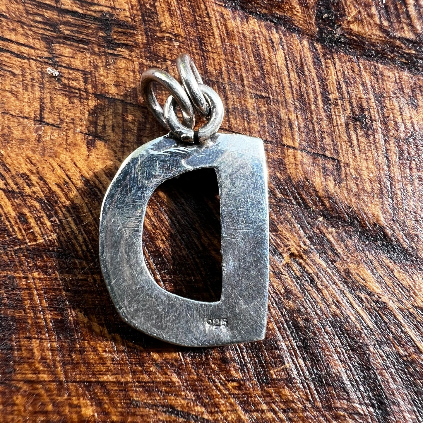 Kingman Turquoise Initial D Pendant Sterling Silver 925 Letter Charm