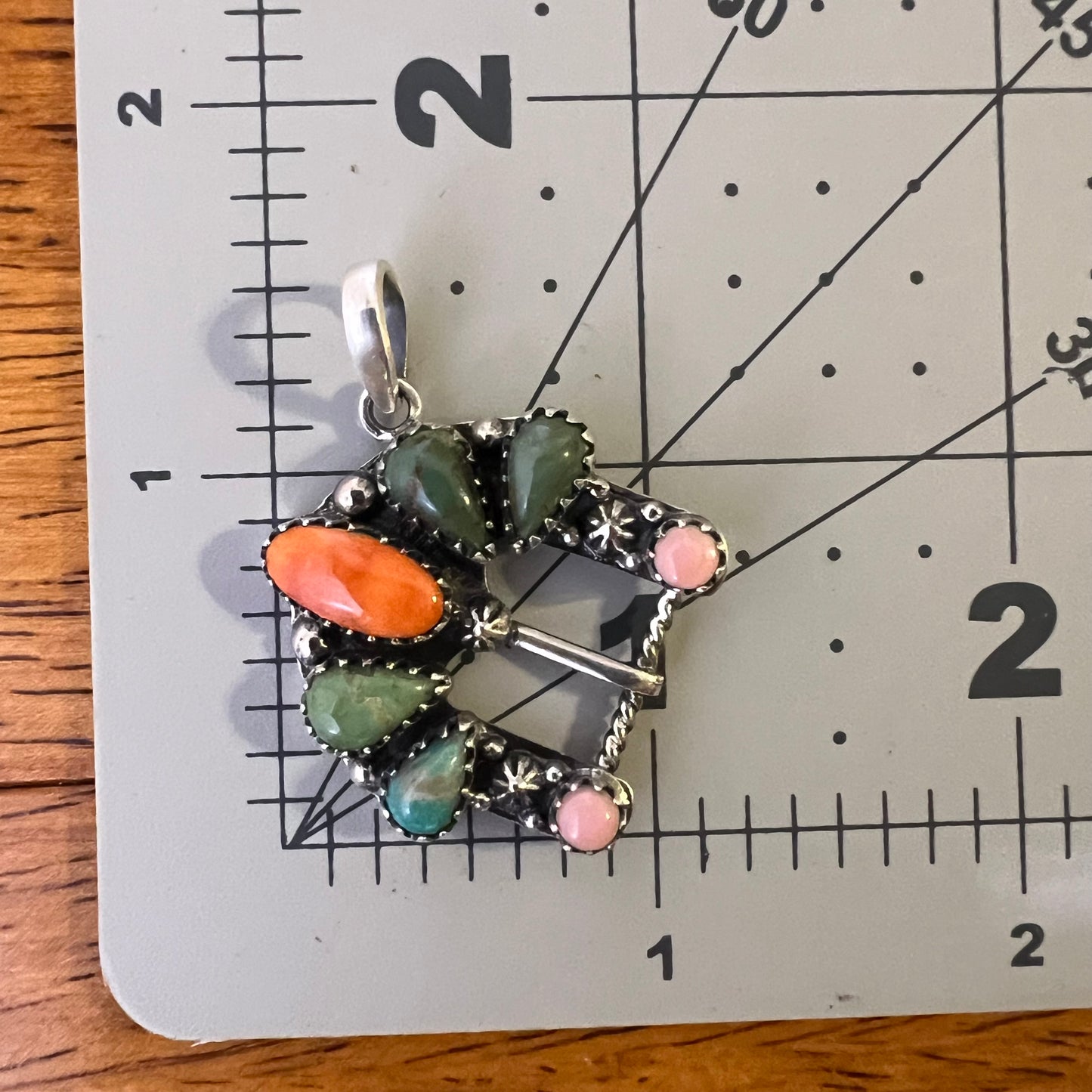 Sterling Silver Kingman Turquoise Spiny Oyster Queen Conch Belt Buckle Pendant