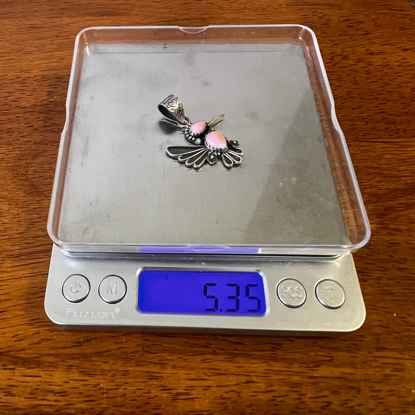 Sterling Silver Pink Queen Conch Hummingbird Pendant
